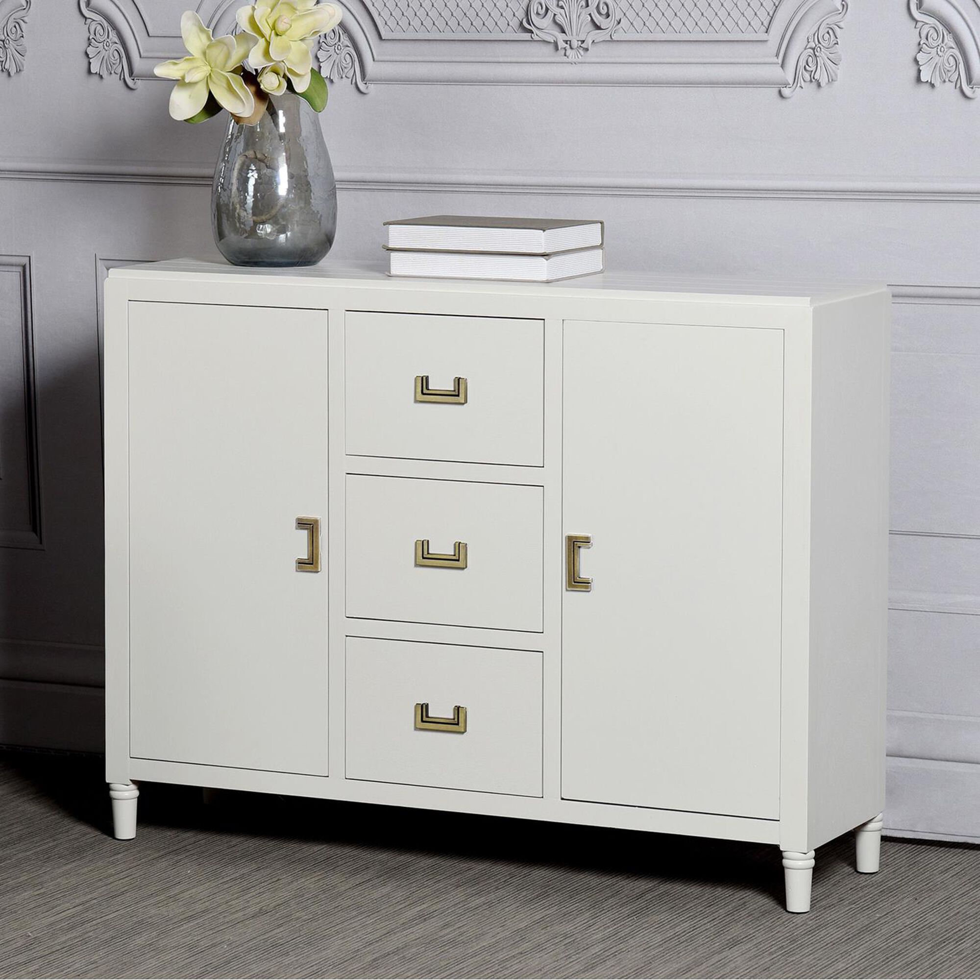 Shown in White and Antique Gold finish