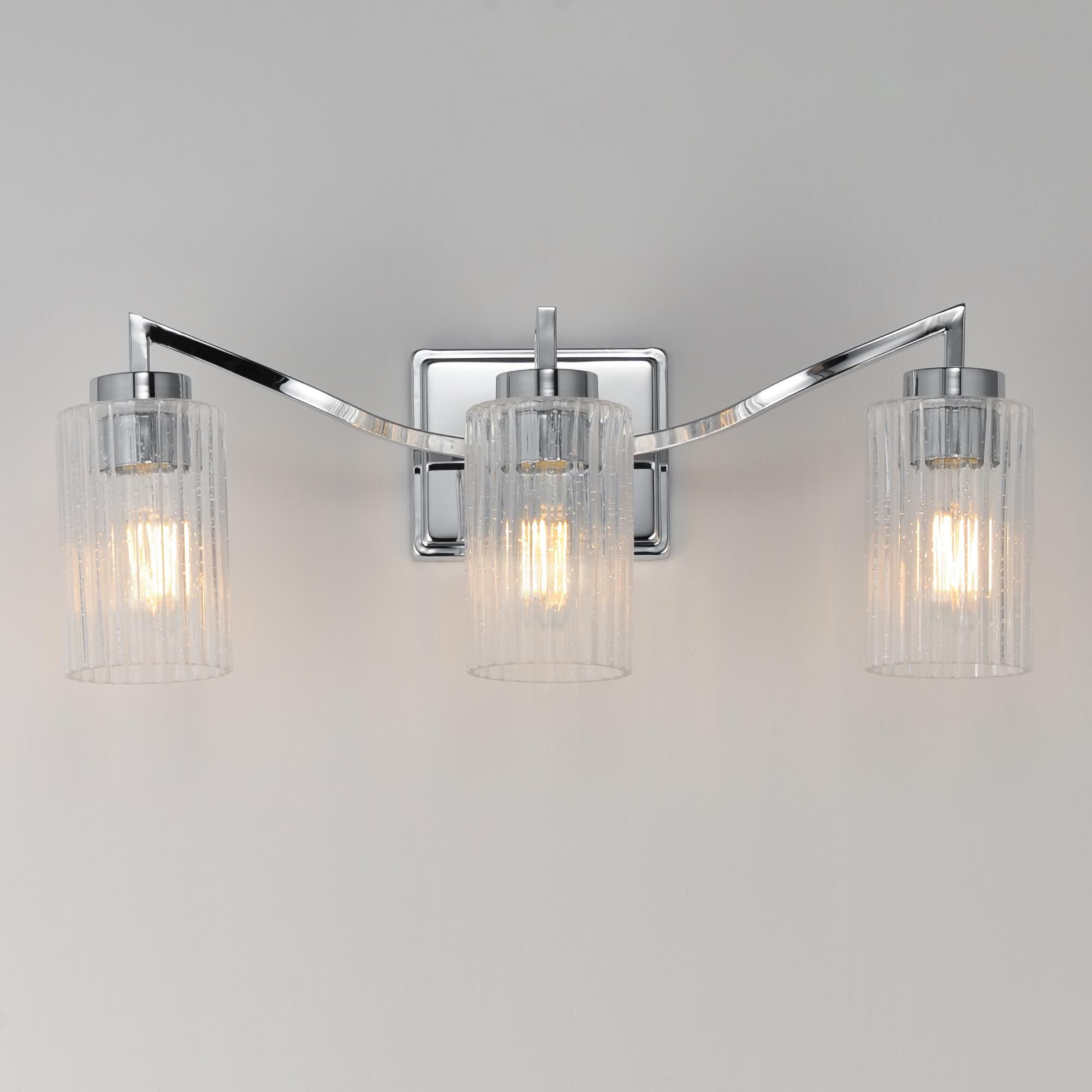 Shown in Polished Nickel finish and Clear Ribbed glass and Glass shade