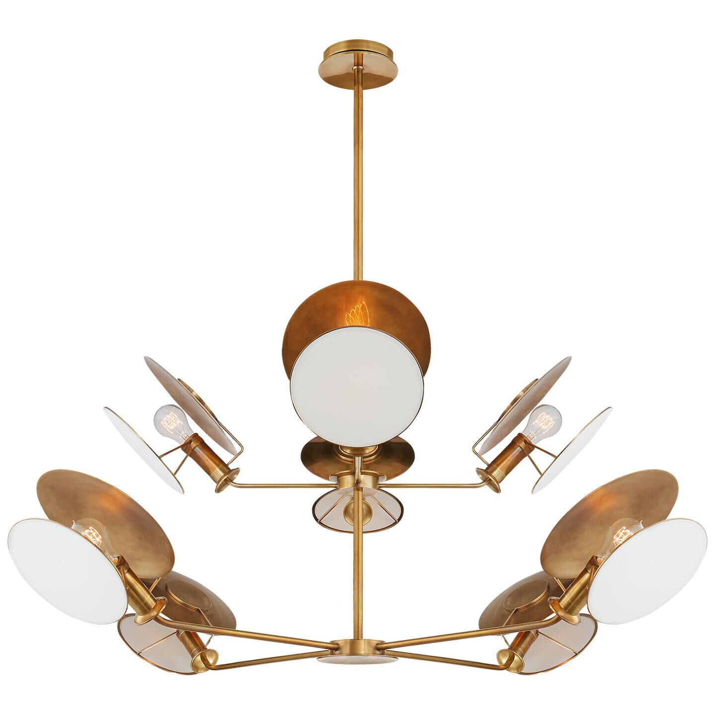 Shown in Hand-Rubbed Antique Brass finish and Linen shade