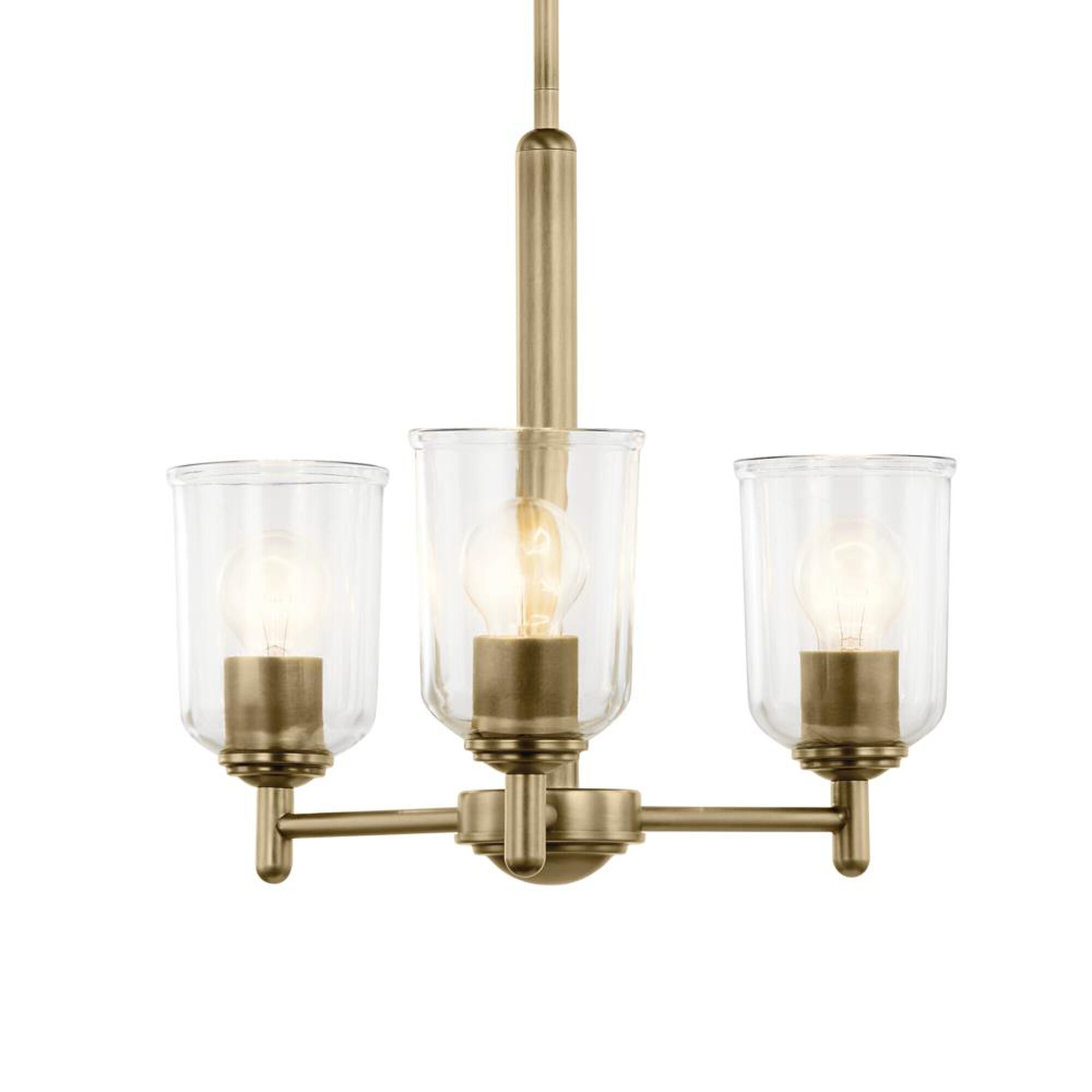 Shown in Natural Brass finish and Clear glass