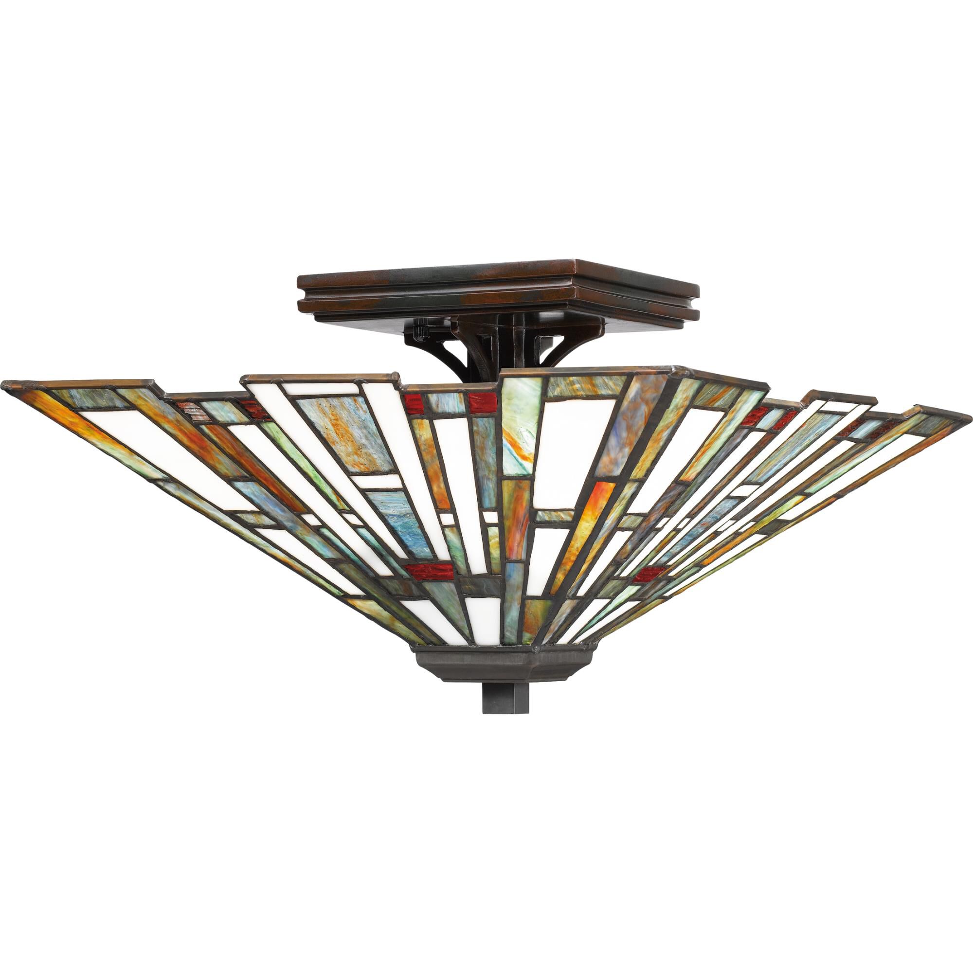 Shown in Valiant Bronze finish and Tiffany glass