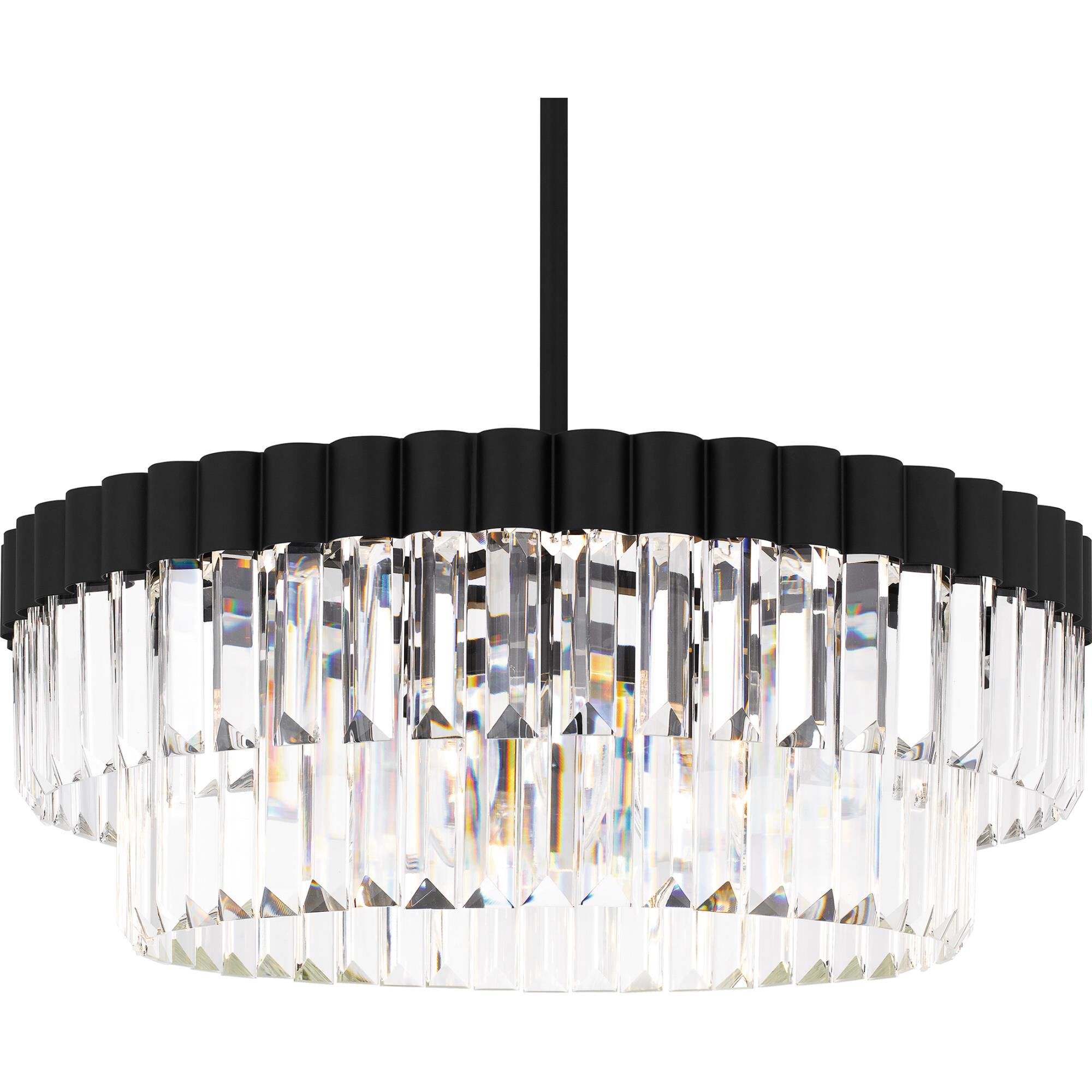 Shown in Matte Black finish and Clear Crystal Glass , Clear Crystal Glass Drop shade