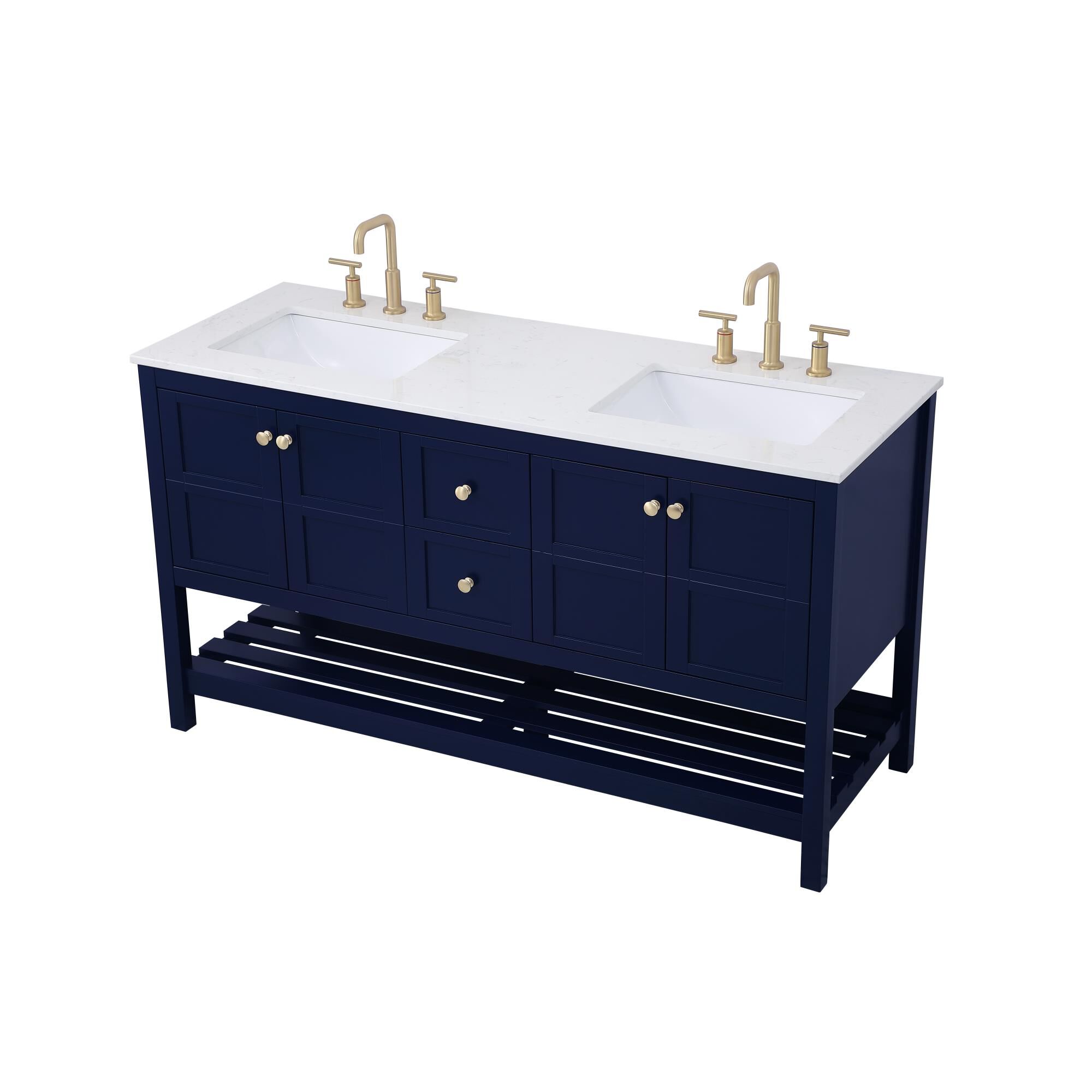 Shown in Blue And Gold With Calacatta Quartz finish