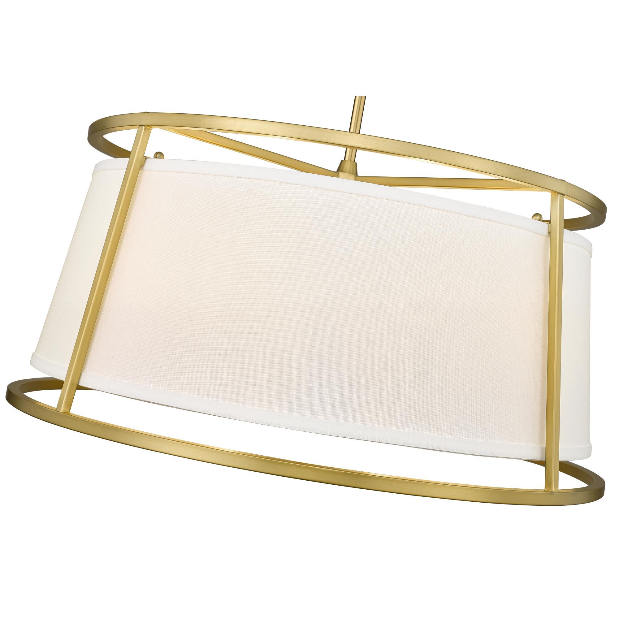 Shown in Rubbed Brass finish and White Fabric shade