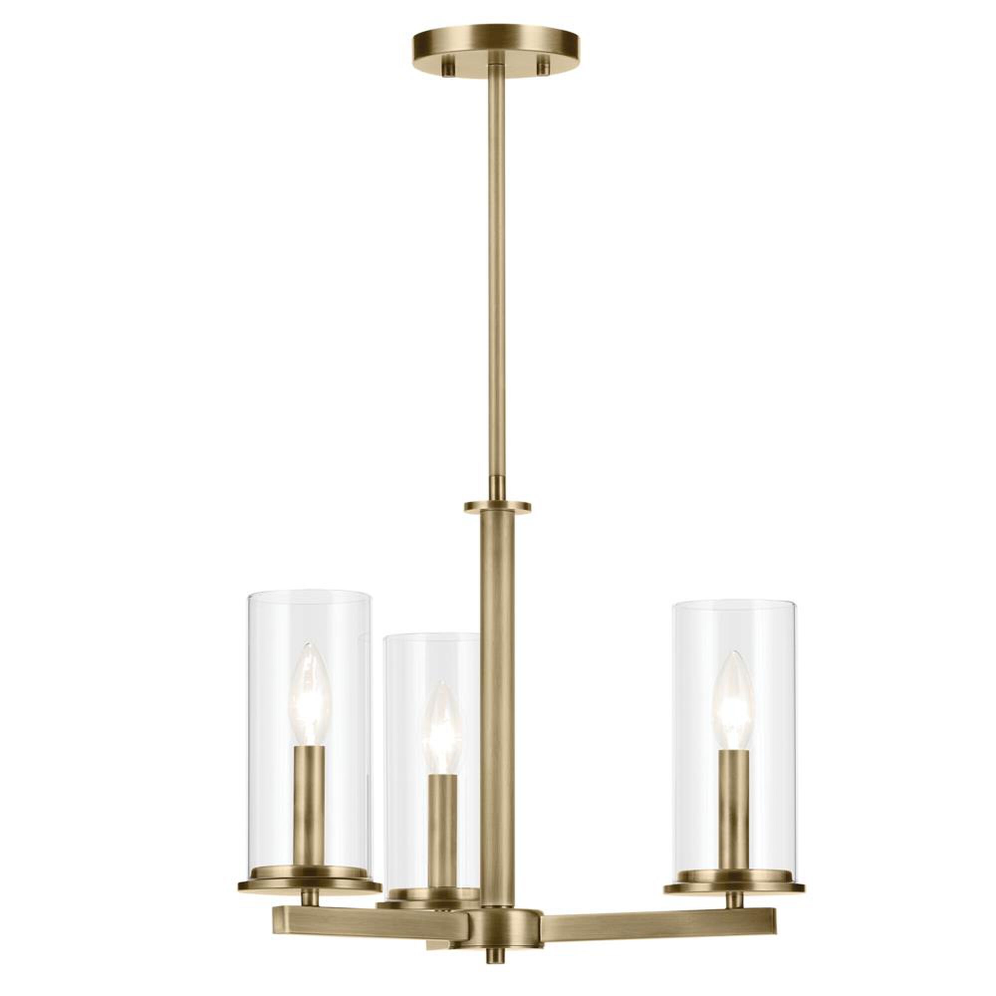 Shown in Natural Brass finish and Clear glass