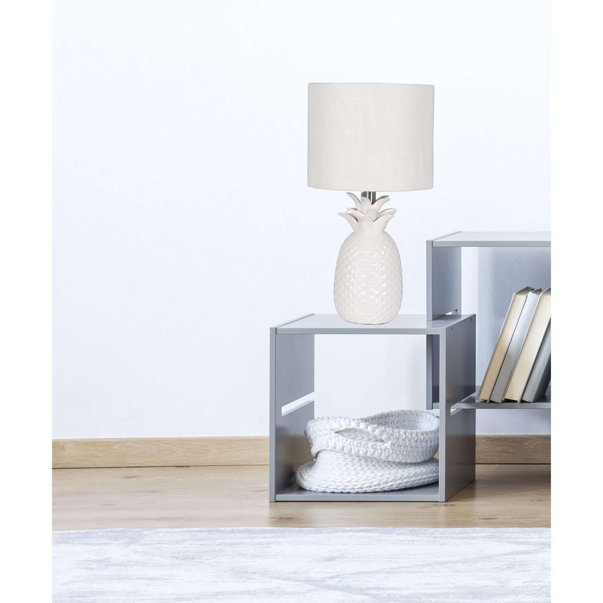 Shown in Glossy White finish and White Fabric shade