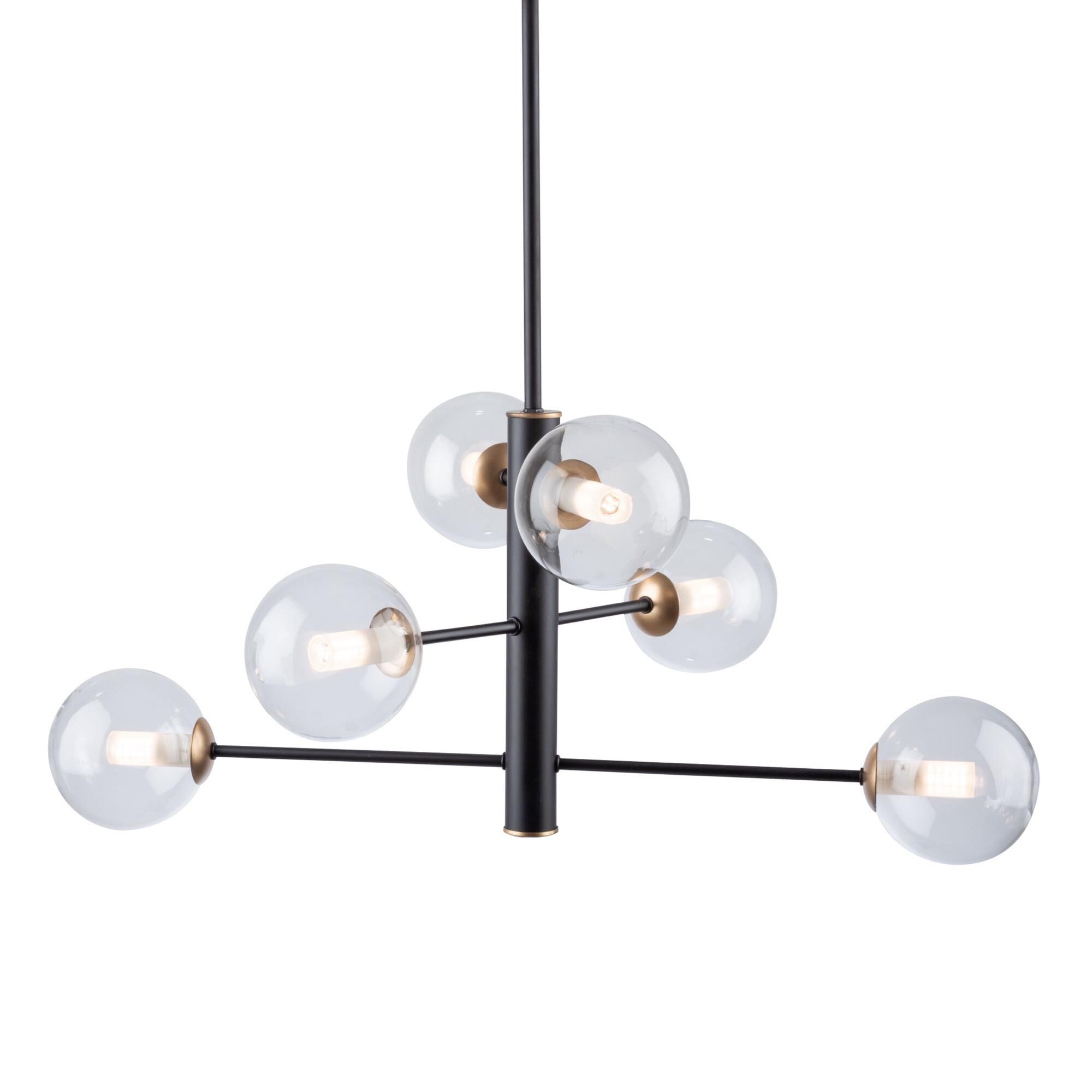 Shown in Matte Black & Brass finish and Glass shade