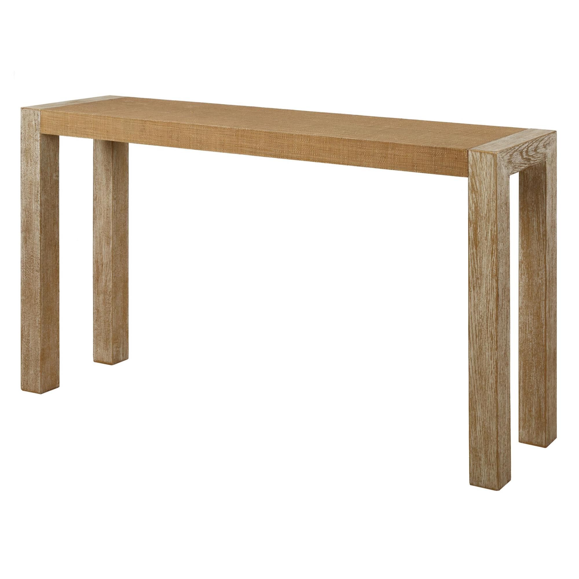 Shown in Organic And Breathtaking, The Bentley Console Table Is Composed Of A Textured Grasscloth Top And Com finish