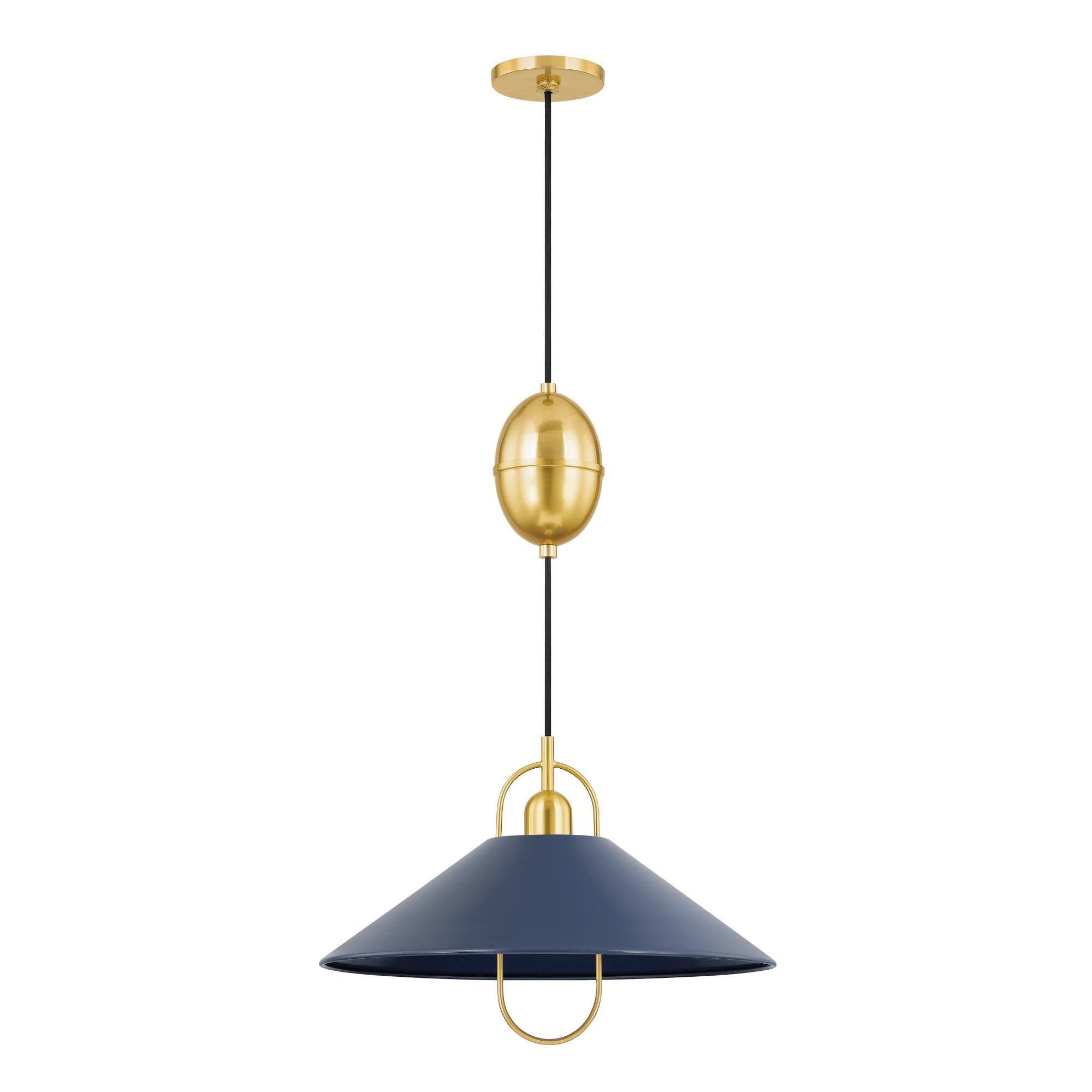 Shown in Aged Brass/Soft Navy finish