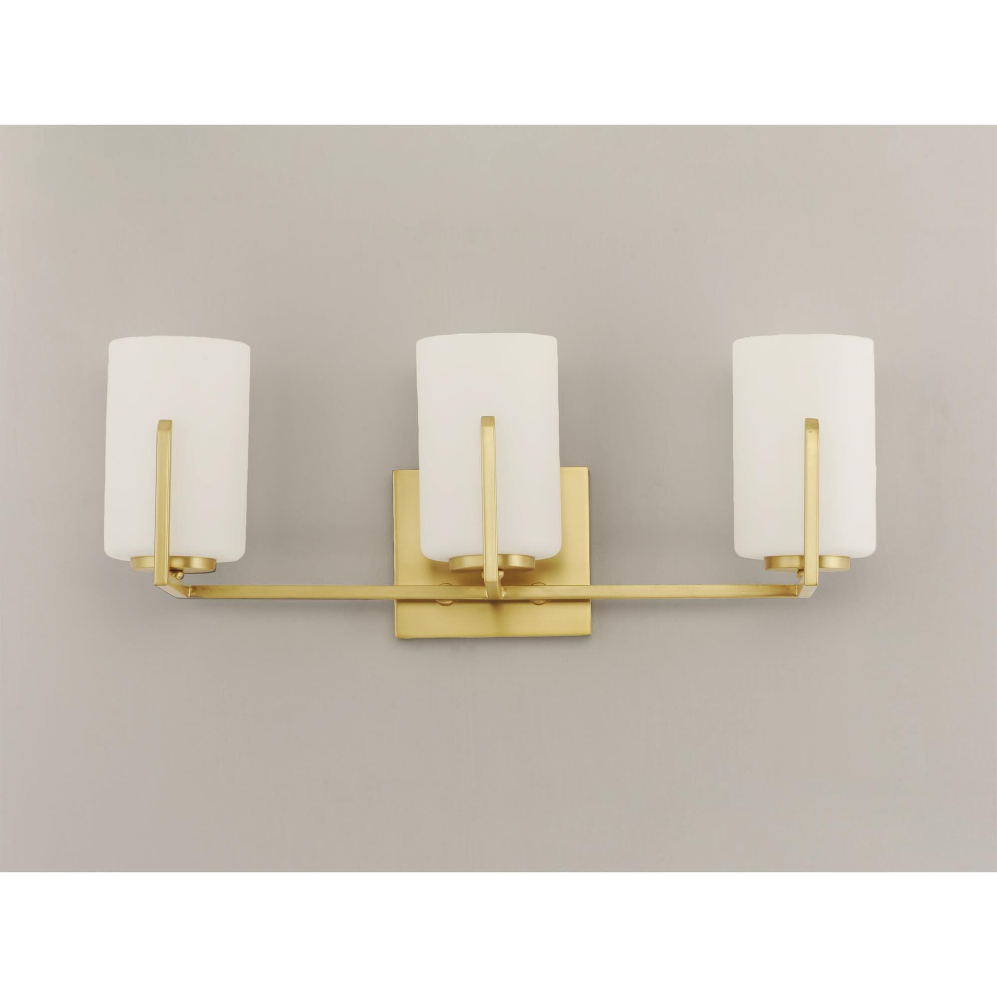 Shown in Satin Brass finish and Satin White glass