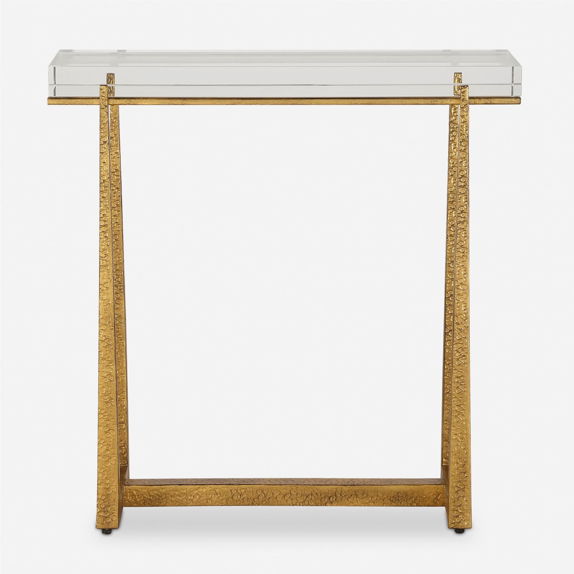 Shown in This Elegant Accent Table Adds A Touch Of Luxury To Any Room. The Textured Antique Gold Finish Iron  finish