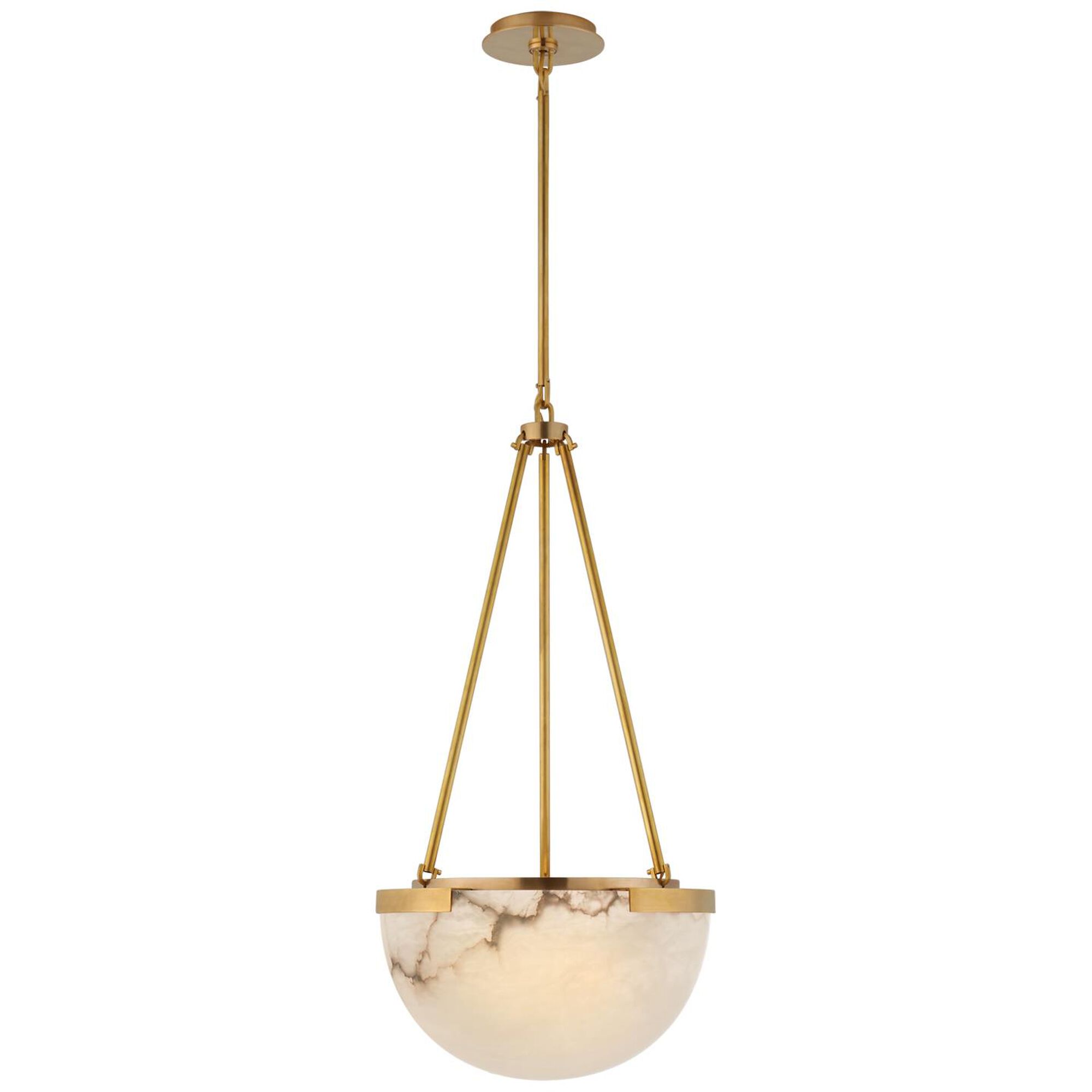 Shown in Antique-Burnished Brass finish and Alabaster glass