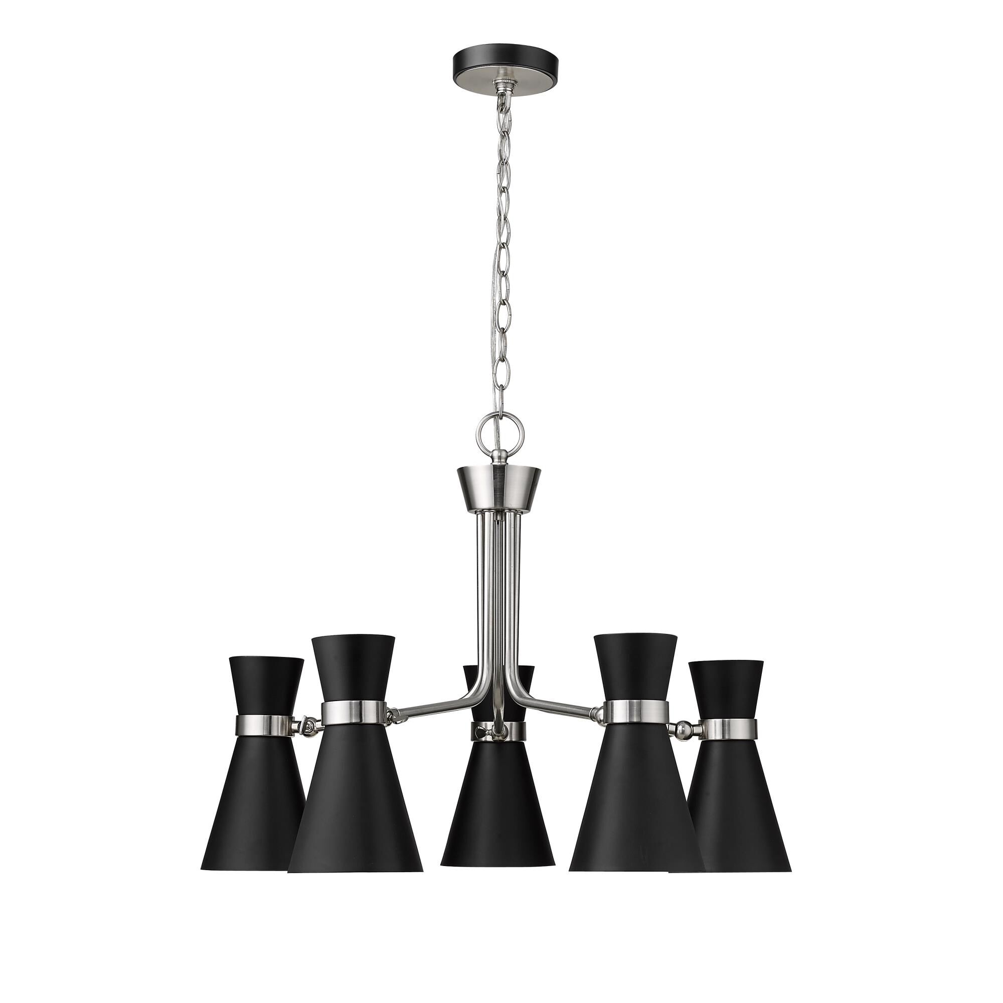 Shown in Matte Black + Brushed Nickel finish and Metal glass and Metal shade