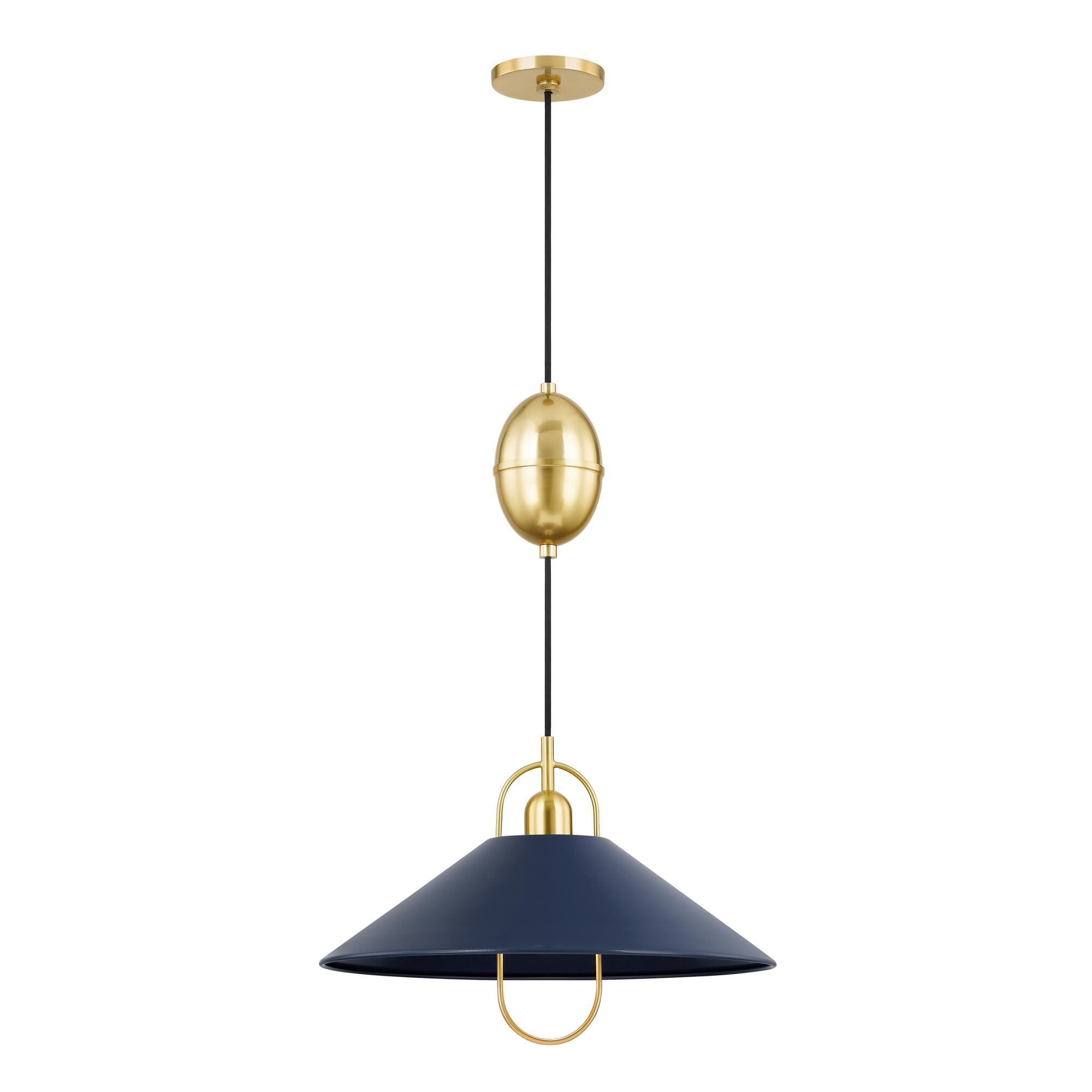 Shown in Aged Brass/Soft Navy finish