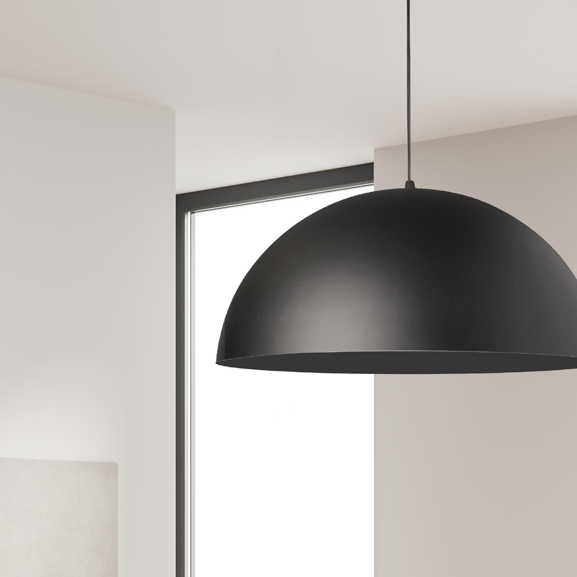 Shown in Black finish and Black Metal Dome shade