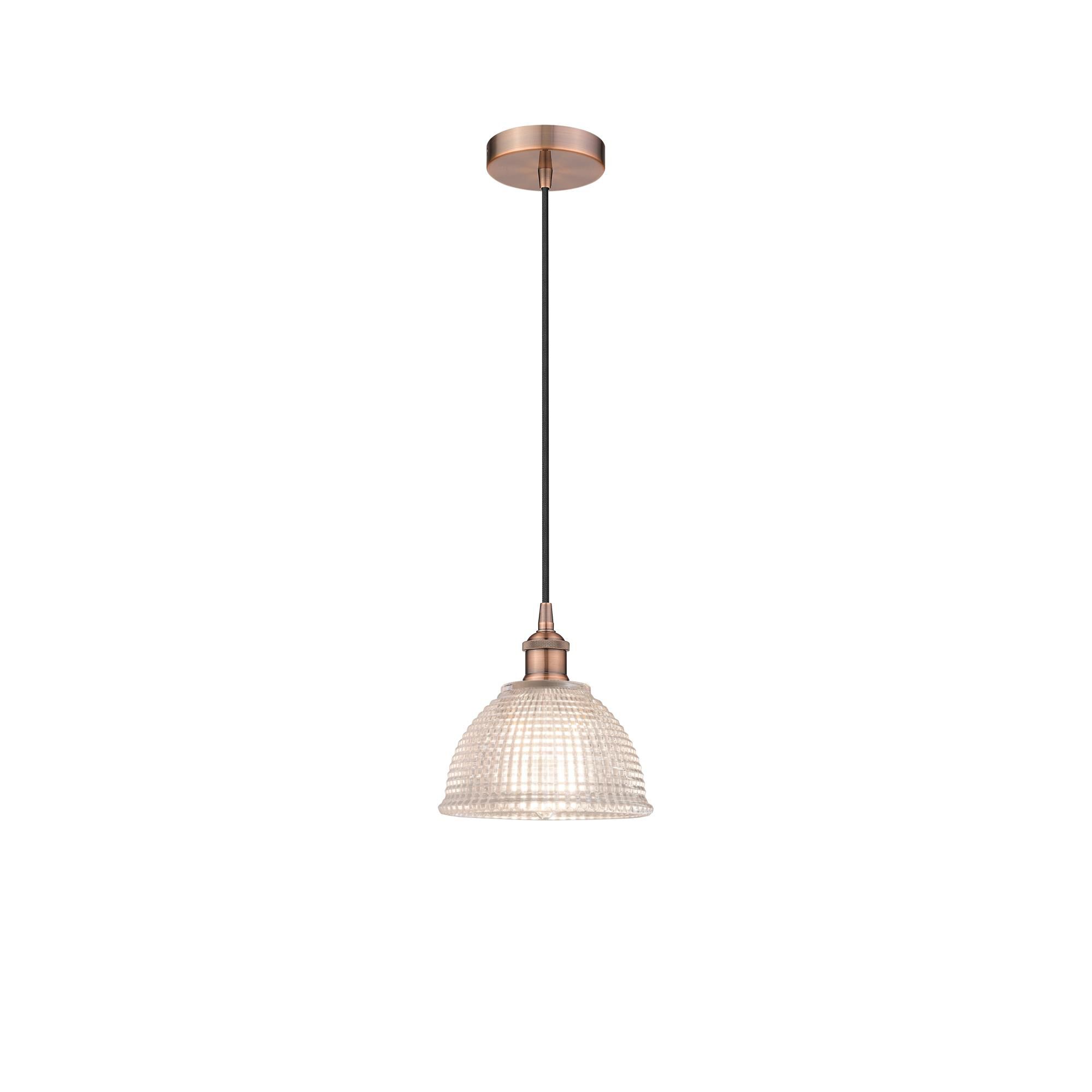 Shown in Antique Copper finish and Clear Arietta glass