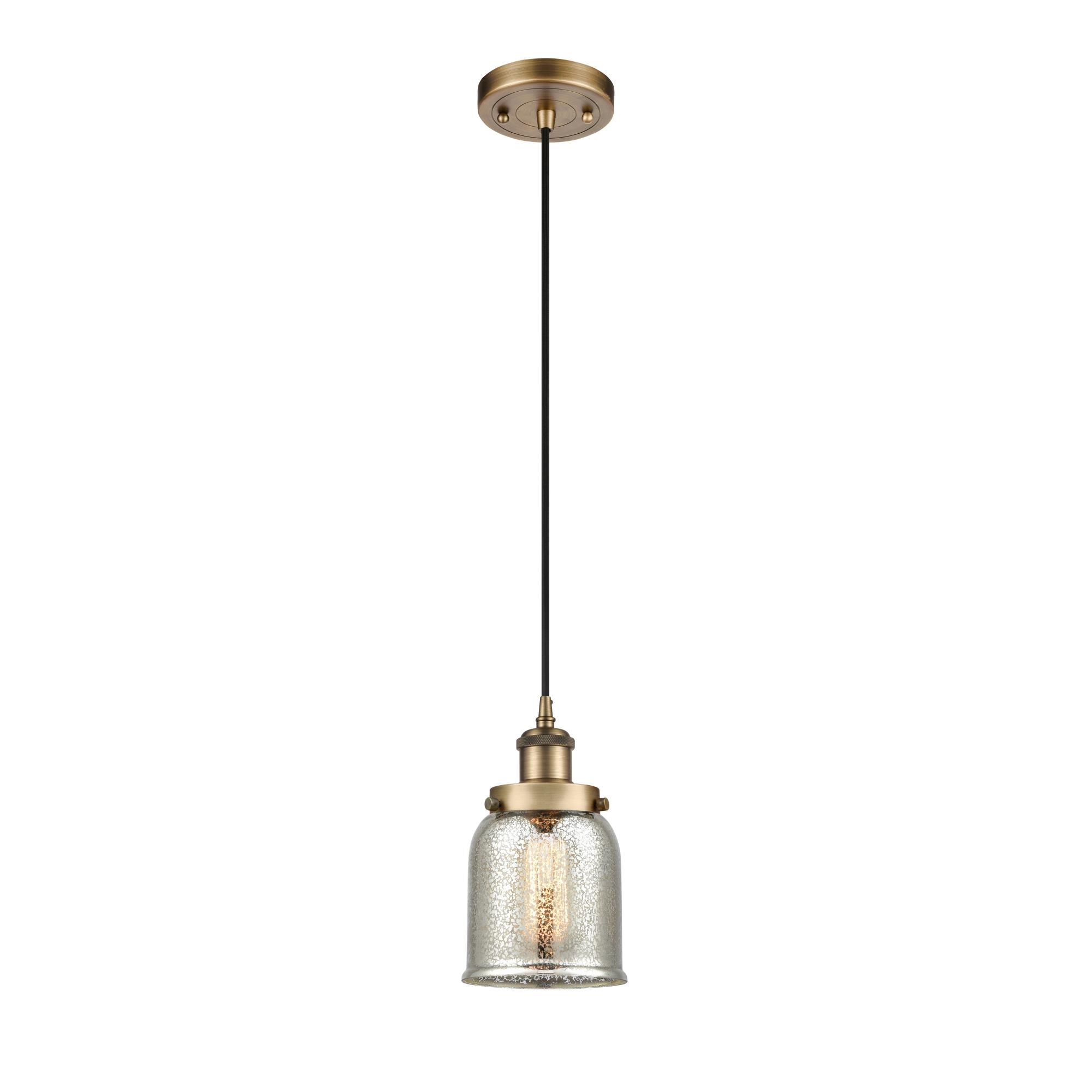 Shown in Brushed Brass finish and Silver Plated Mercury Small Bell glass