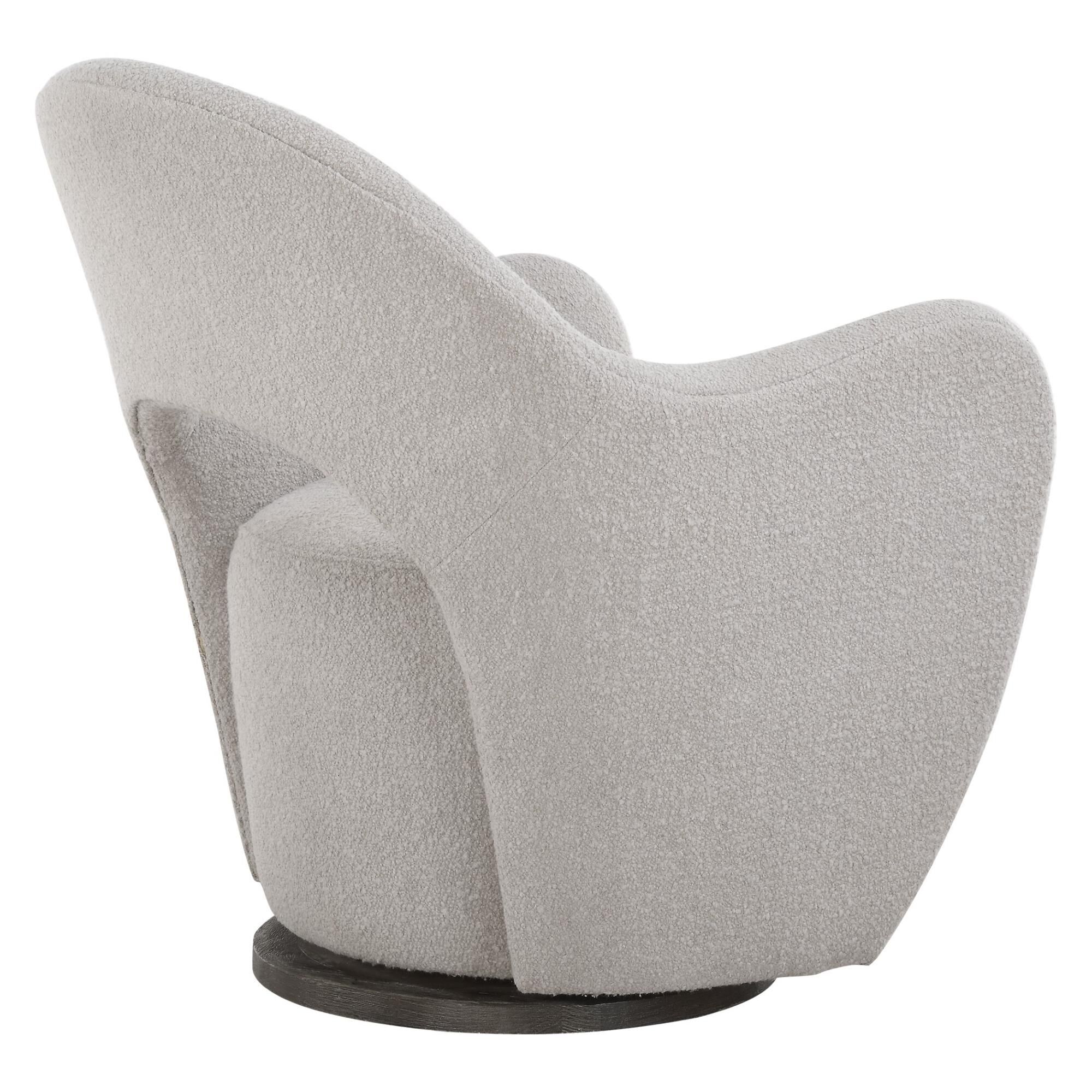 Shown in Gentle Curves And Fun Cutouts Give A Unexpected Twist In The Wander Swivel Chair. Upholstered In An  finish