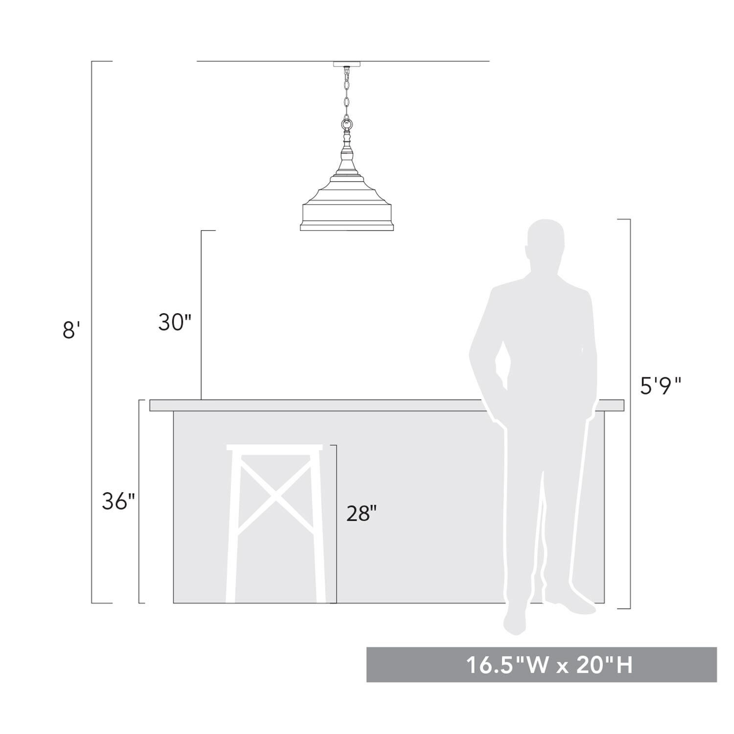 Keating 20 Inch Large Pendant by Golden Lighting