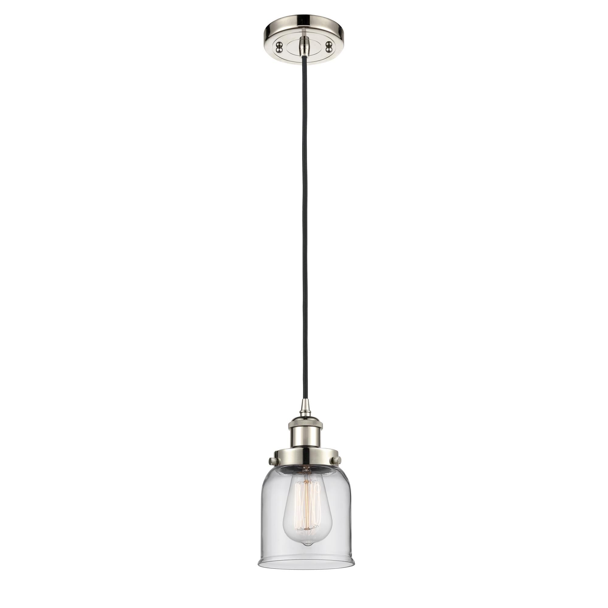 Shown in Polished Nickel finish and Clear Small Bell glass