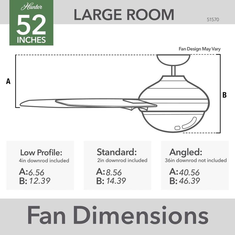 Lykke 52 Inch Ceiling Fan with Light Kit by Hunter Fan