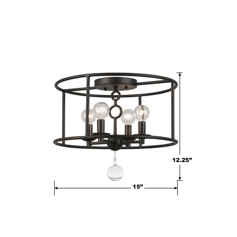 Cameron 15 Inch 4 Light Semi Flush Mount by Crystorama