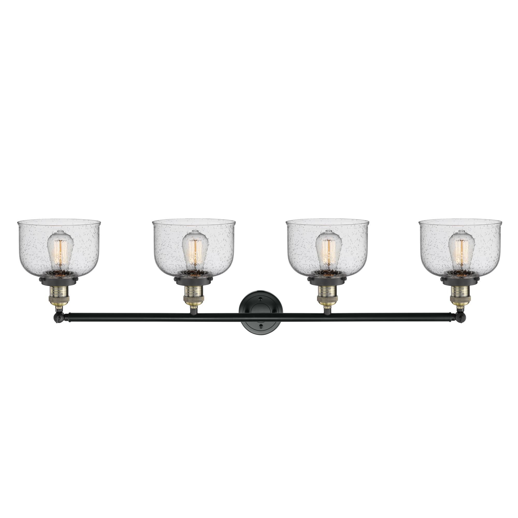 Shown in Black Antique Brass finish and Seedy glass and Adjustable Swivels accent