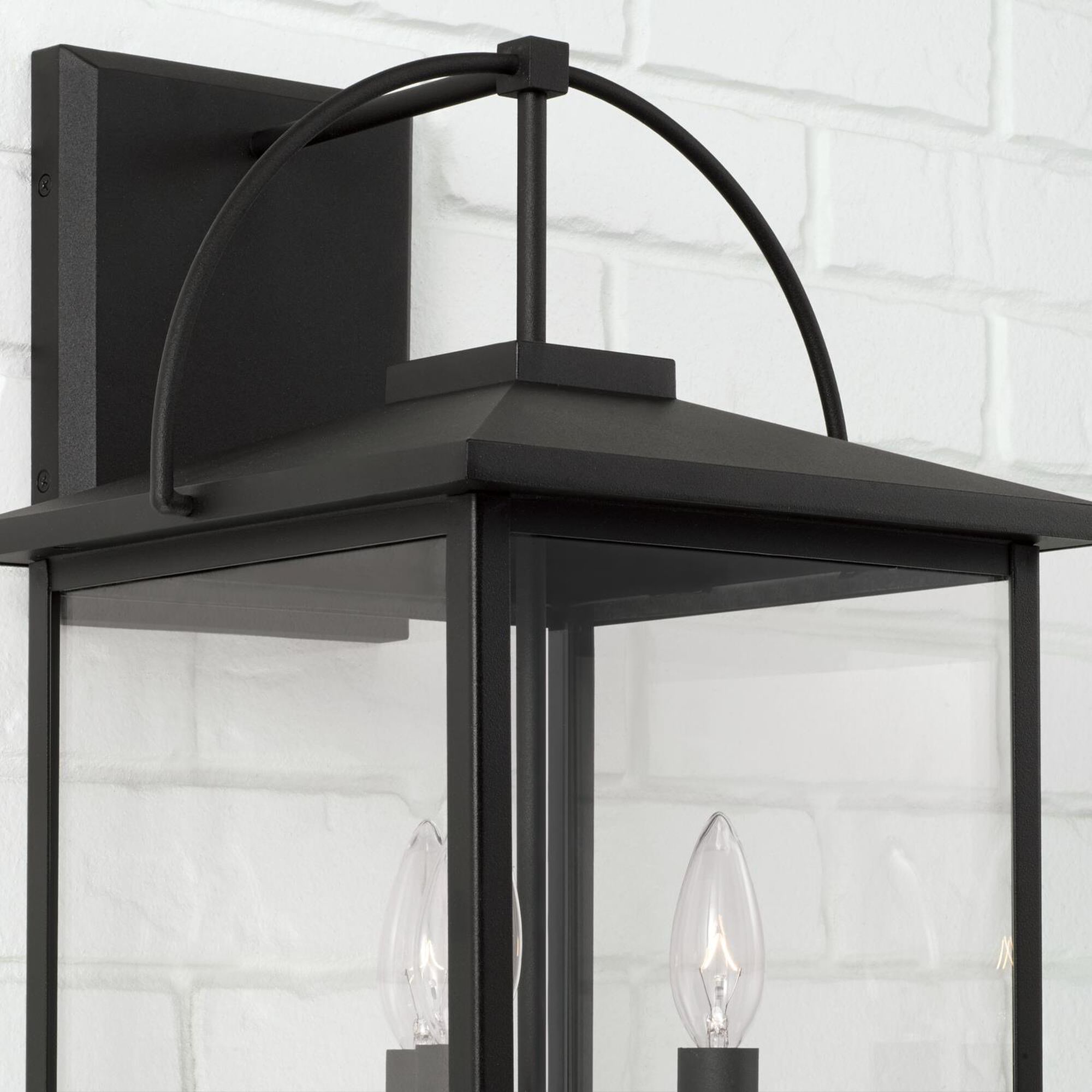 Shown in Black finish and Clear glass