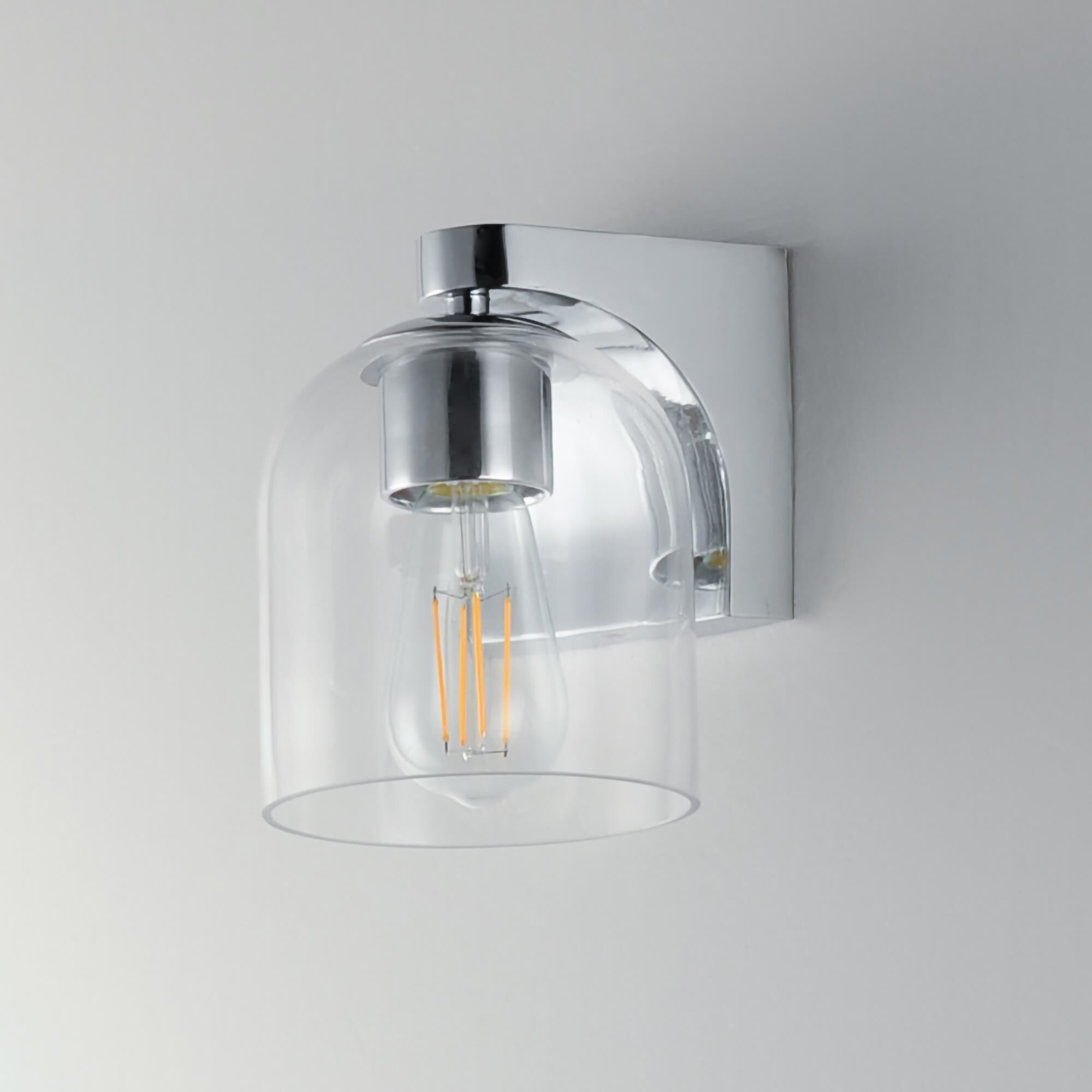 Shown in Polished Chrome finish and Clear glass and Glass shade