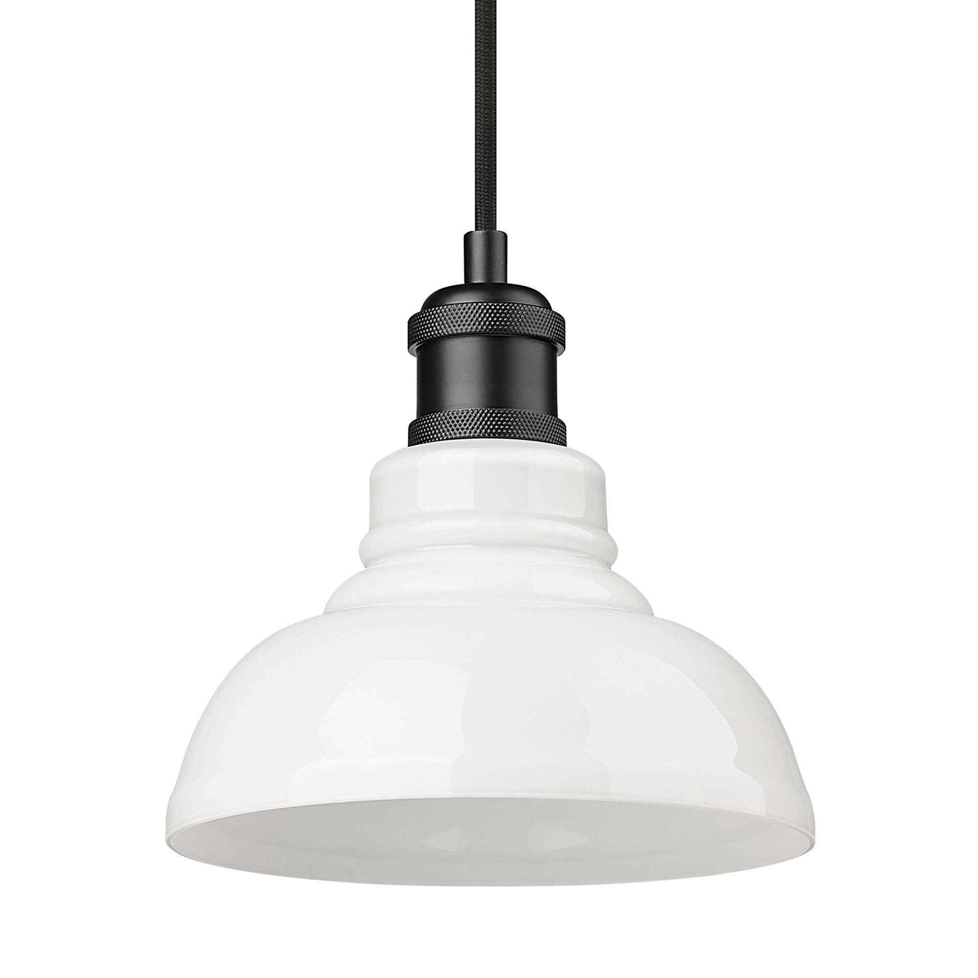 Shown in Matte Black finish and Vintage Milk Glass shade