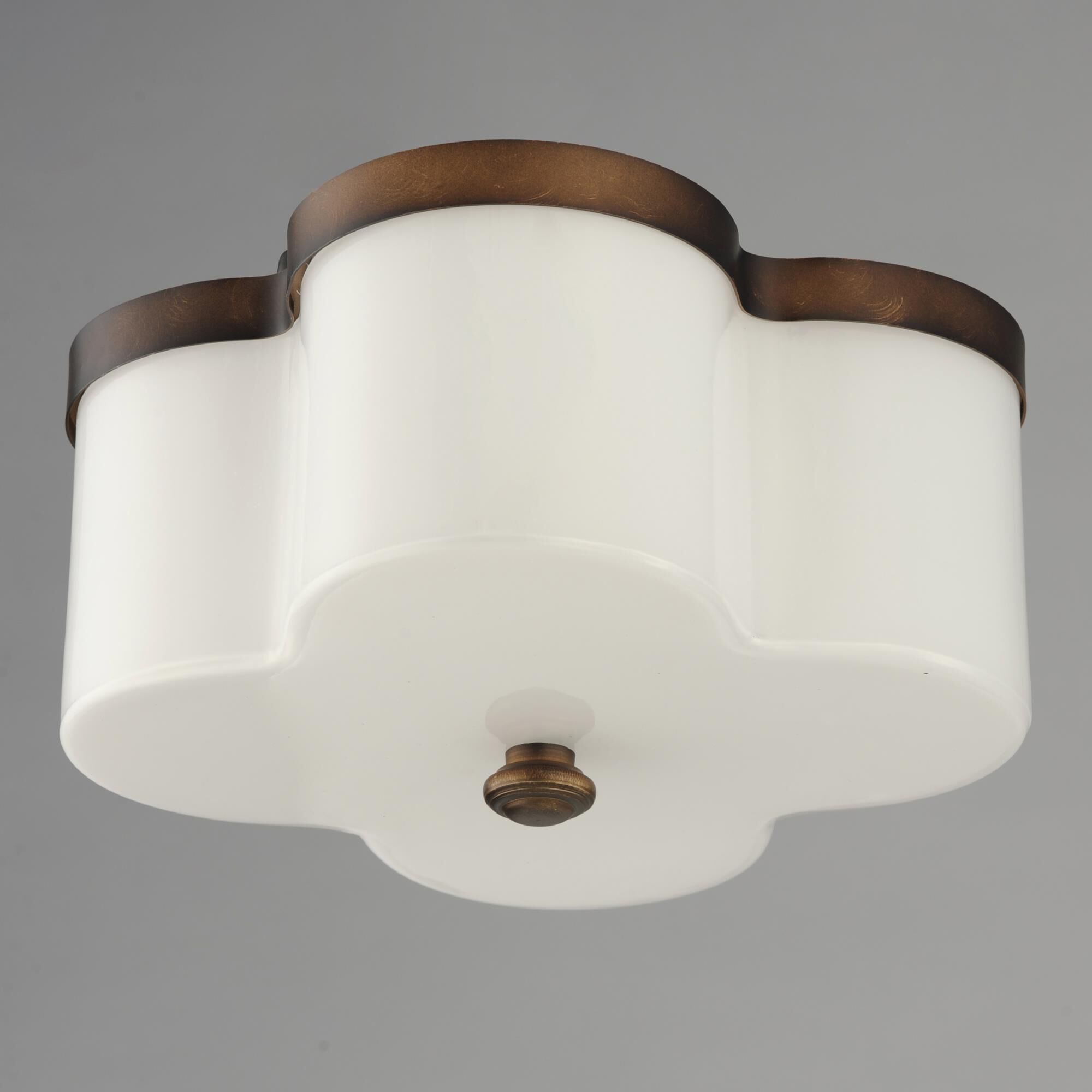 Shown in Antique Bronze finish and White glass and Glass shade