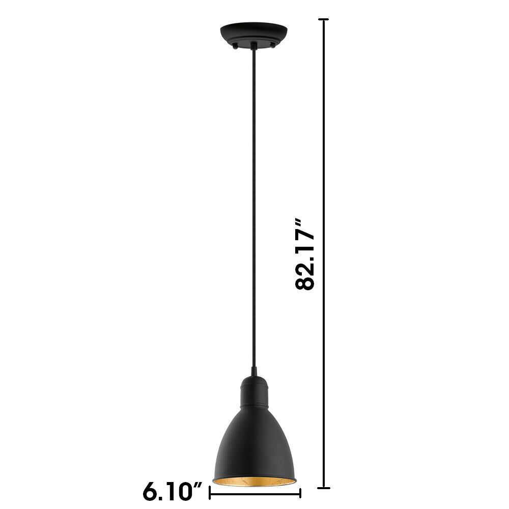 Shown in Black - Gold finish and Metal shade and Cable-Rod Color: Black accent