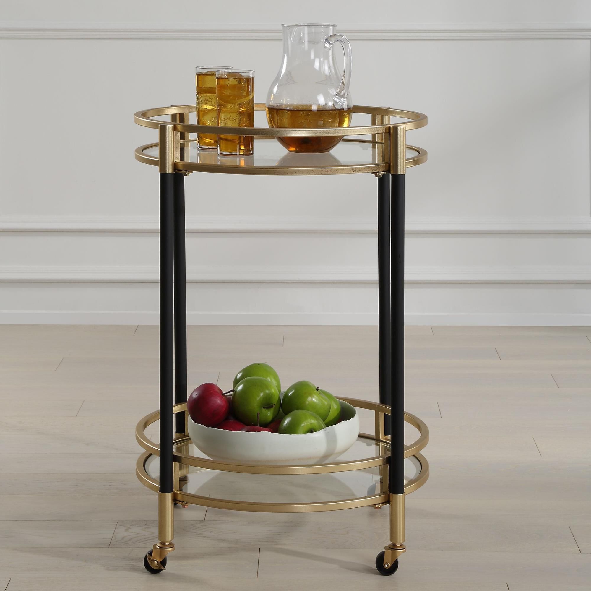 Shown in A Tasteful Bar Cart With A Round Design Ready For Effortless Placement In Any Space. Comprised Of Ma finish