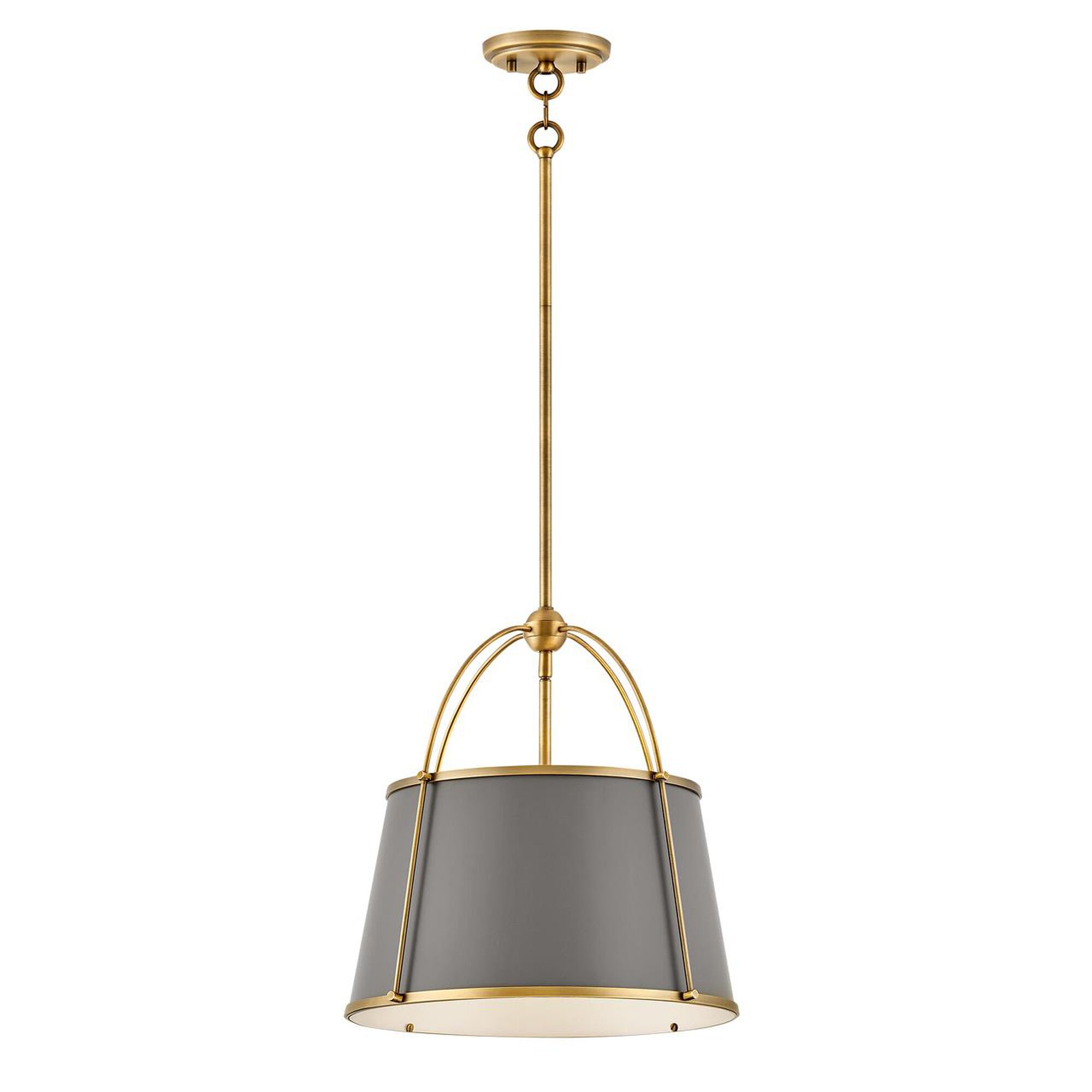 Shown in Lacquered Dark Brass finish and Metal shade