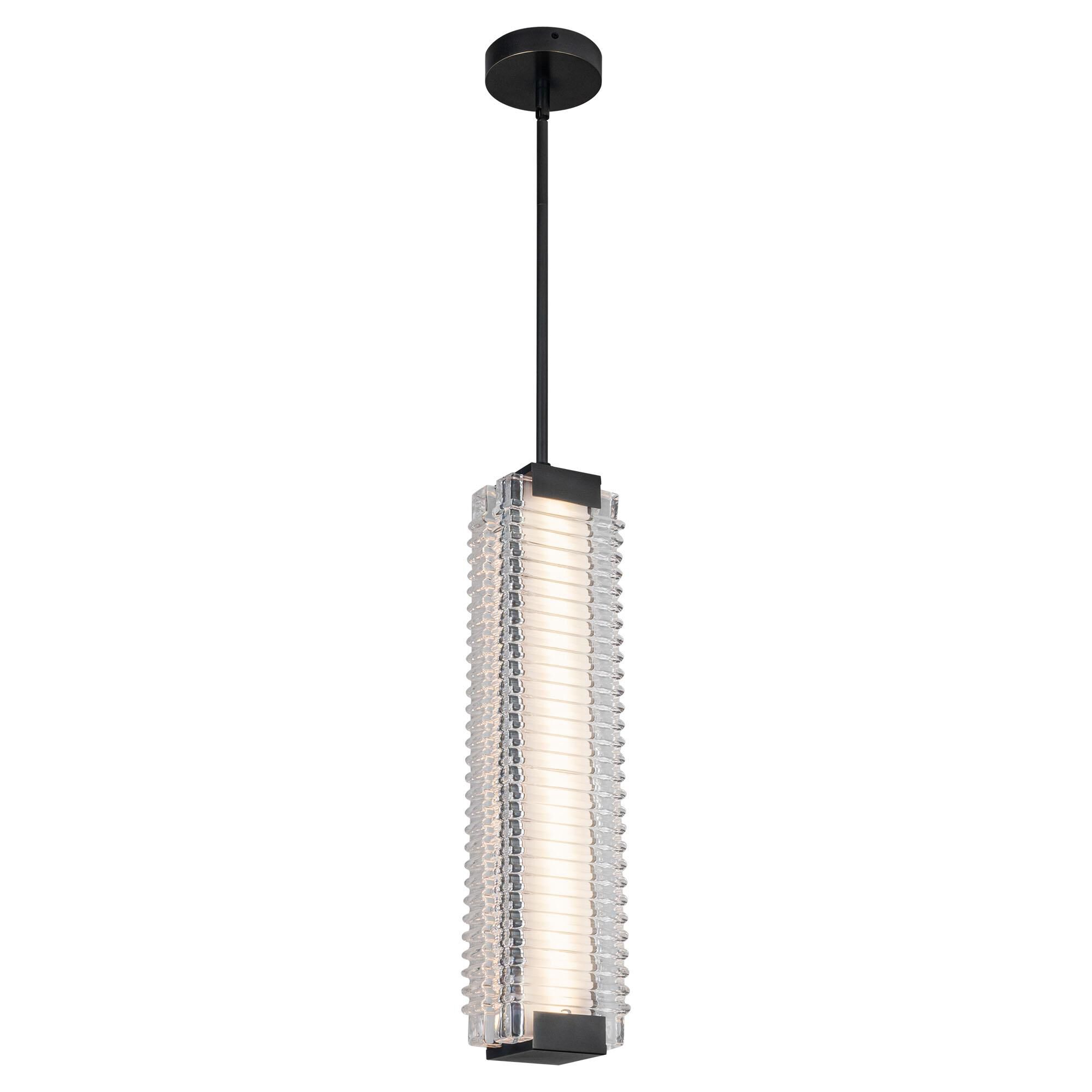 Shown in Urban Bronze finish and Clear Ribbed glass