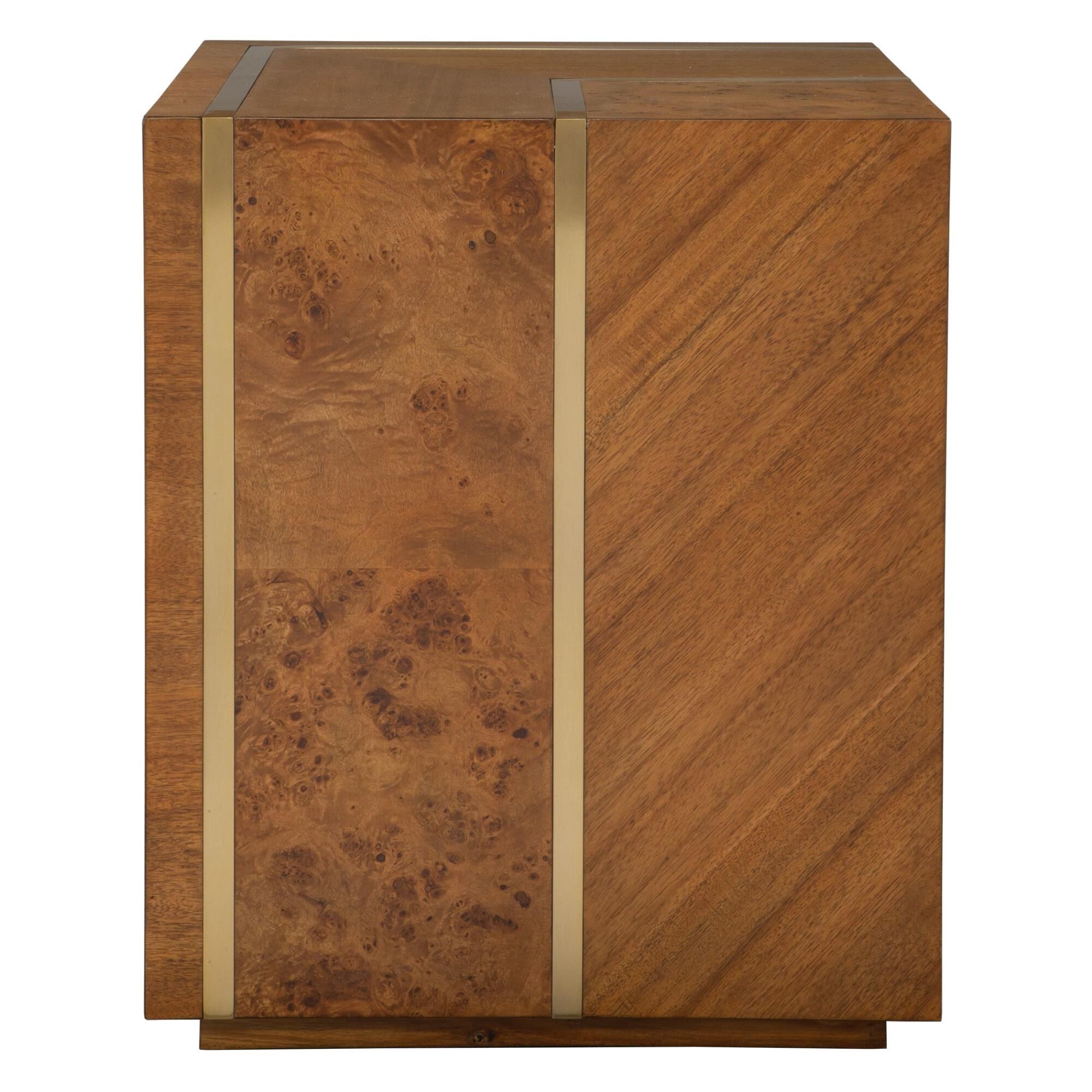 Shown in Crafted From A Combination Of Different Veneers And Detailed Metal Work This Accent Table Offers Str finish