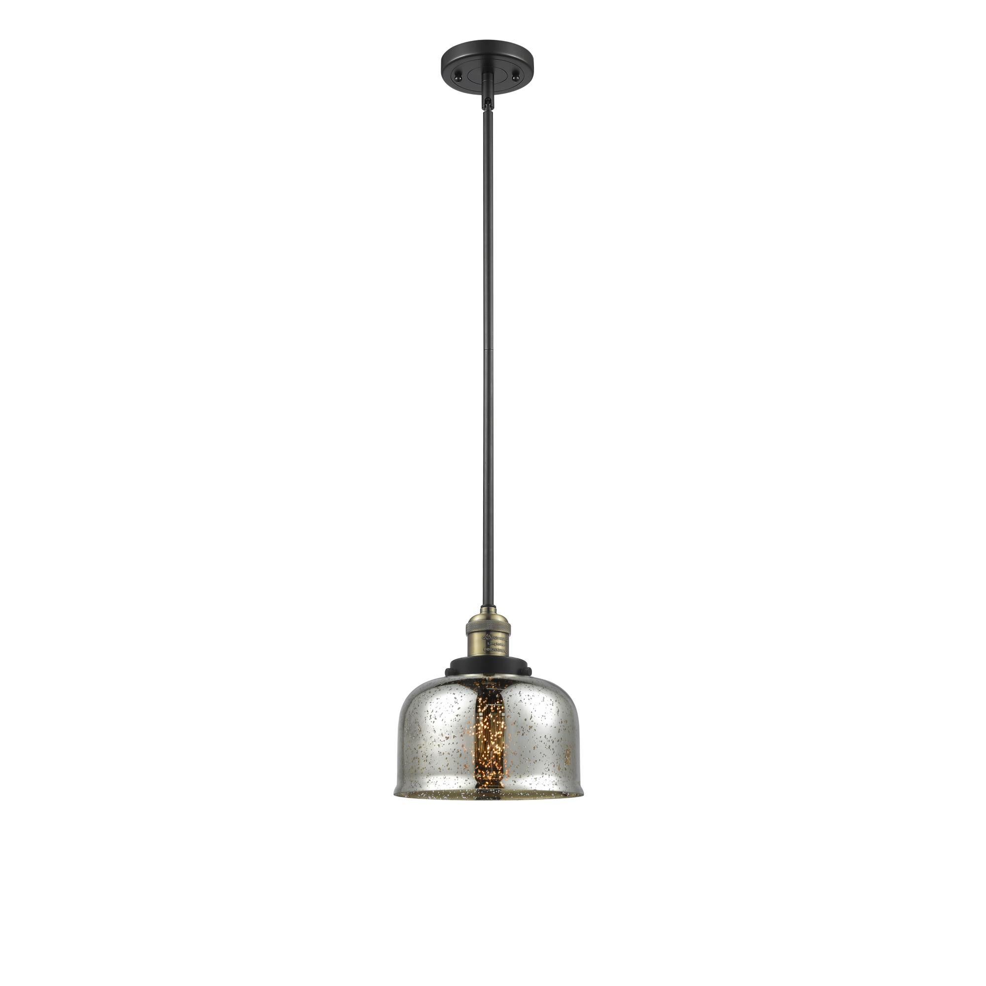 Shown in Black Antique Brass finish and Silver Mercury glass