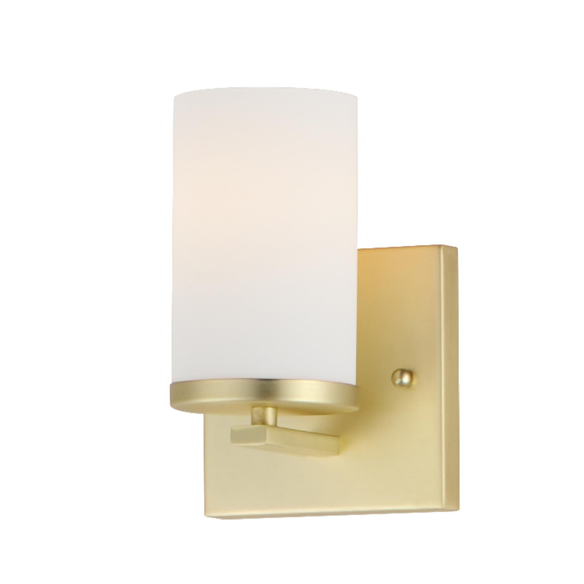 Shown in Satin Brass finish and Satin White glass and Glass shade