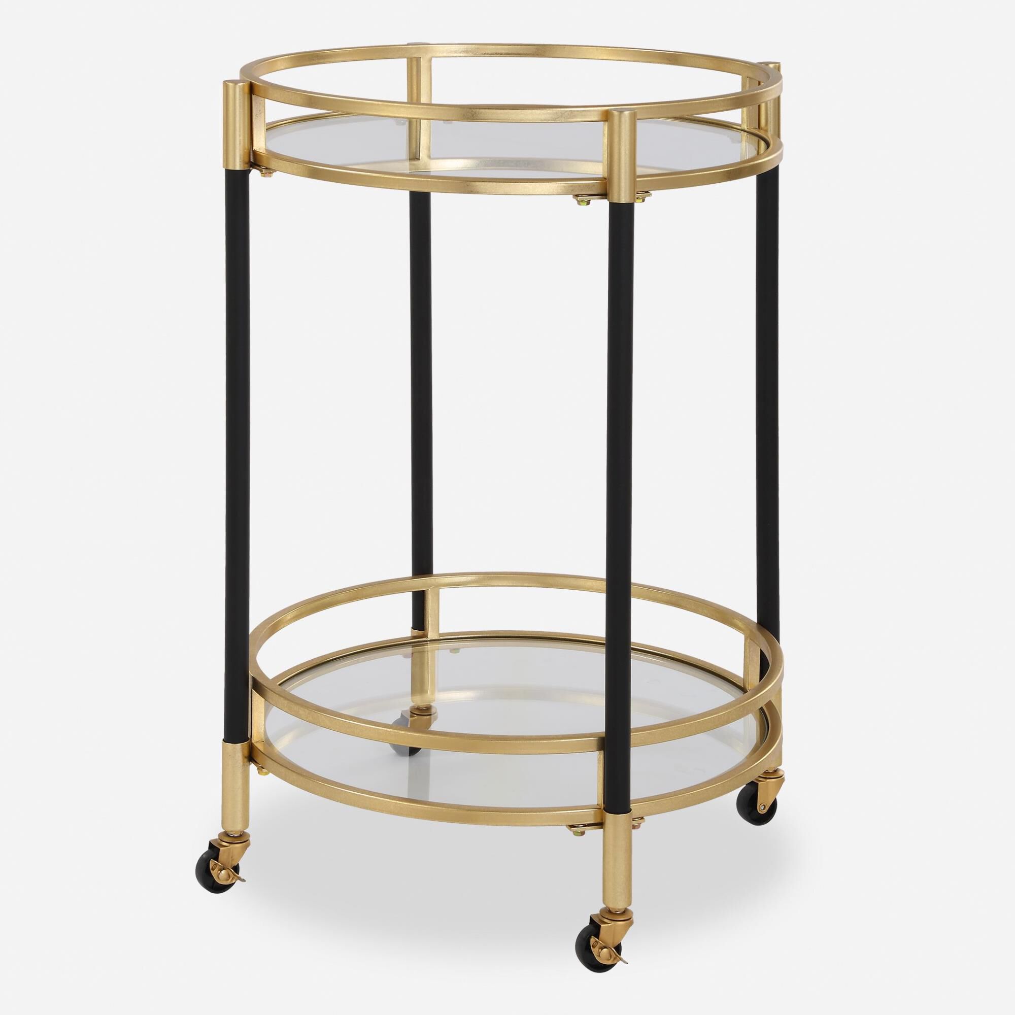 Shown in A Tasteful Bar Cart With A Round Design Ready For Effortless Placement In Any Space. Comprised Of Ma finish