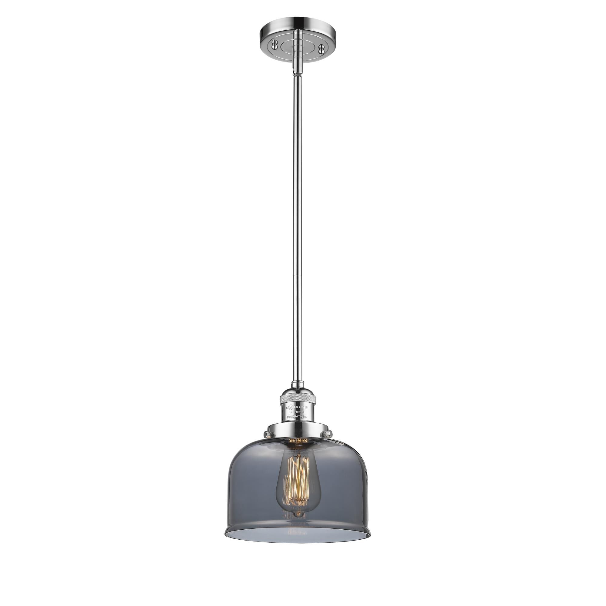 Shown in Polished Chrome finish and Plated Smoked Large Bell glass and Stem accent