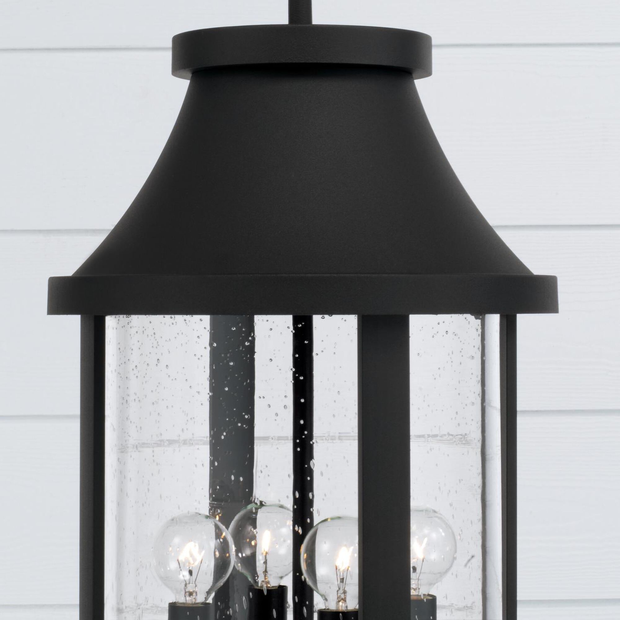 Shown in Black finish and Clear Seeded glass