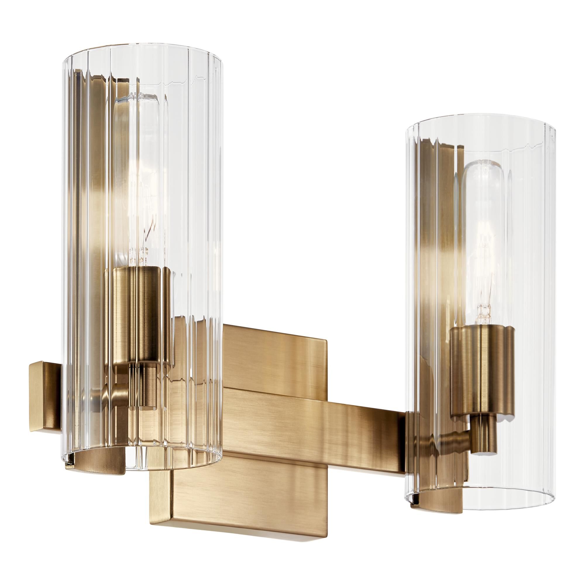 Shown in Champagne Bronze finish and Clear Fluted glass