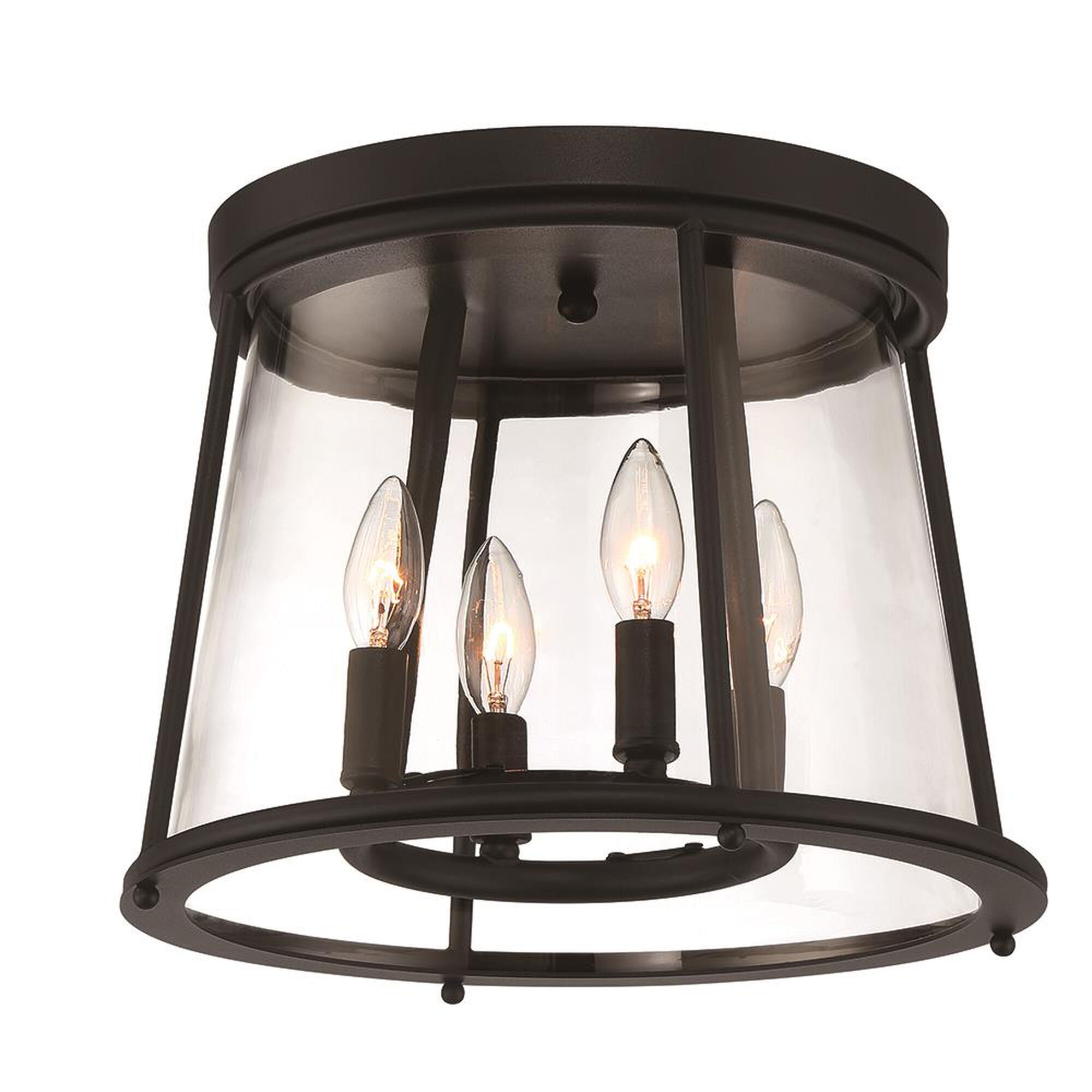 Shown in Satin Black finish and Glass shade