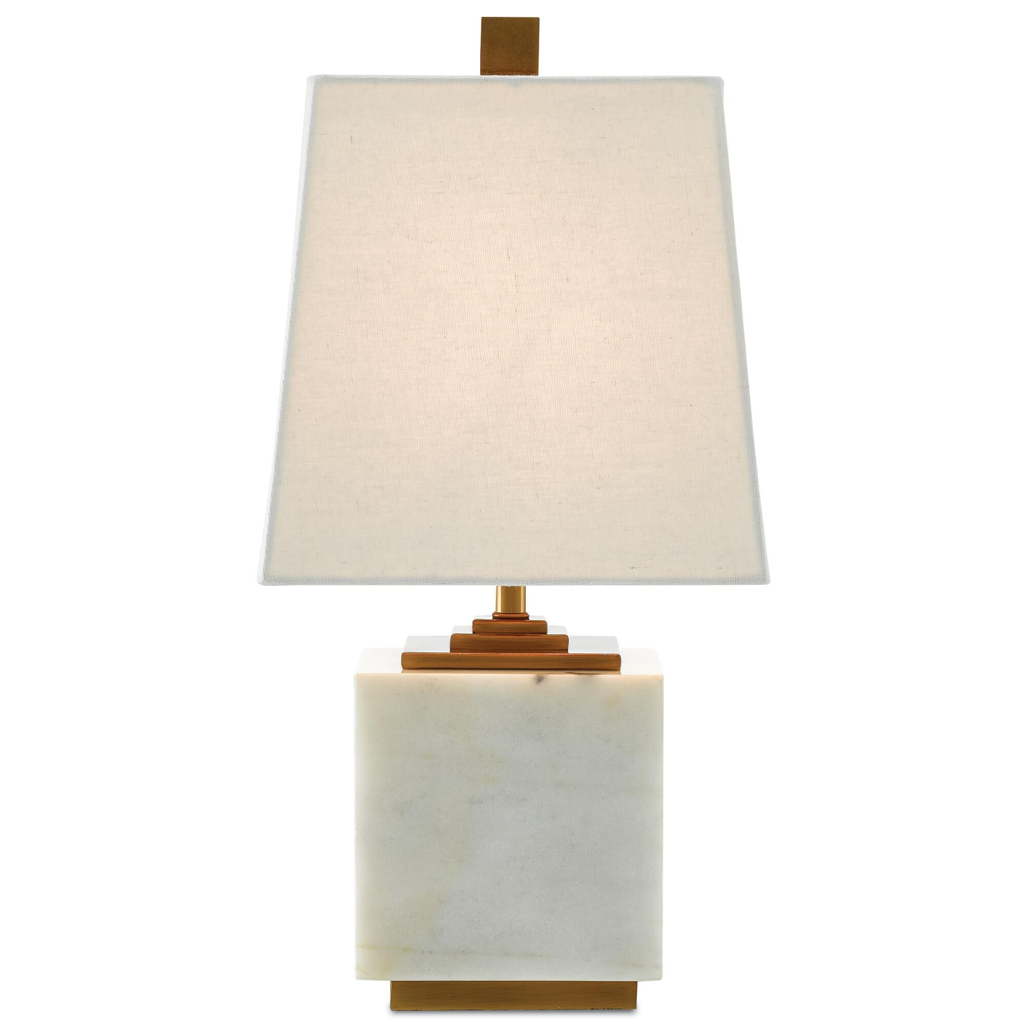 Shown in White/Antique Brass finish and Included shade