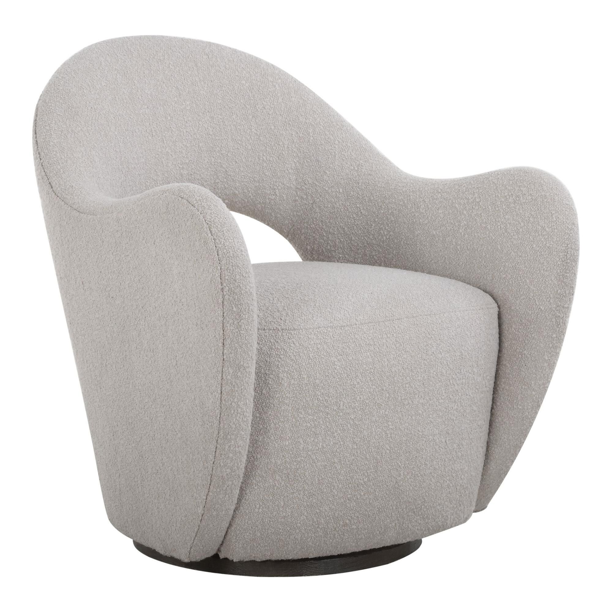 Shown in Gentle Curves And Fun Cutouts Give A Unexpected Twist In The Wander Swivel Chair. Upholstered In An  finish