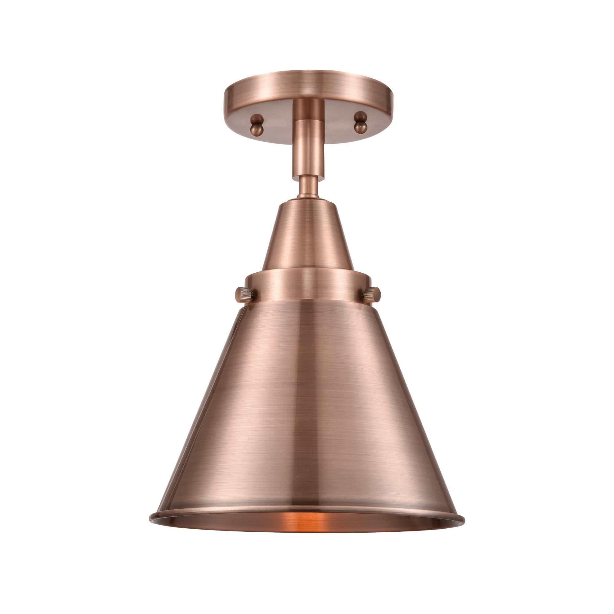 Shown in Antique Copper finish and No Glass glass and Antique Copper Appalachian shade