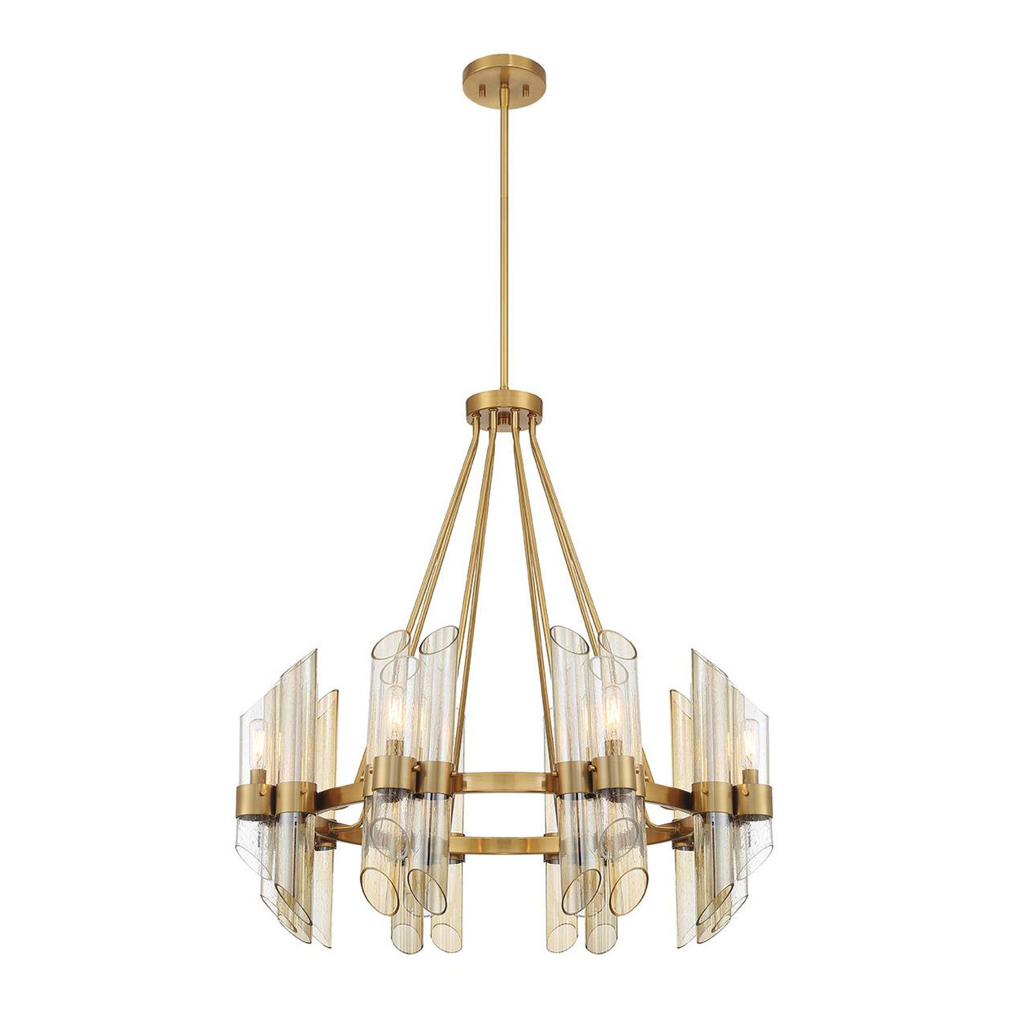 Shown in Warm Brass finish and Clear, Champagne And Smoked glass