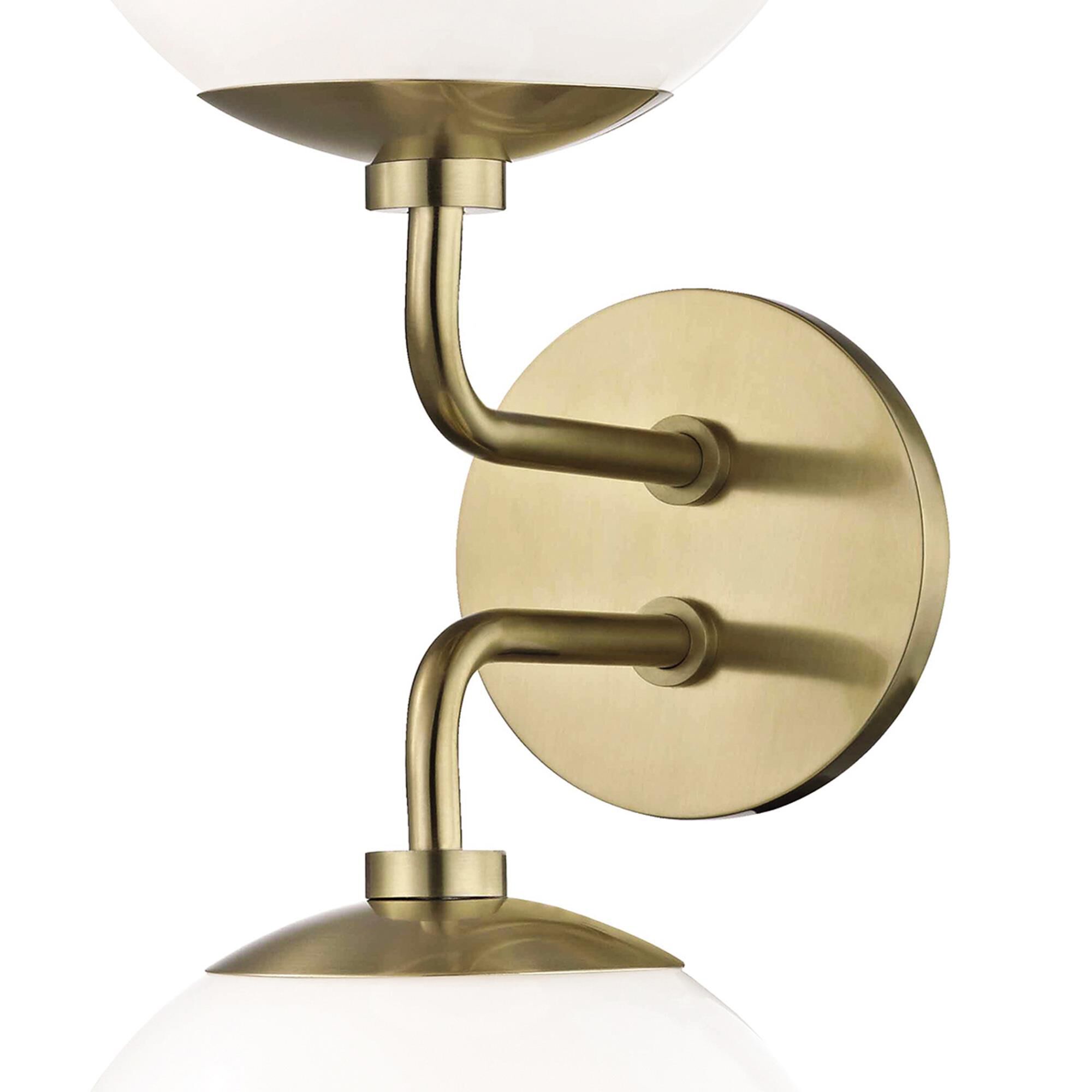 Shown in Aged Brass finish and Opal Glossy glass