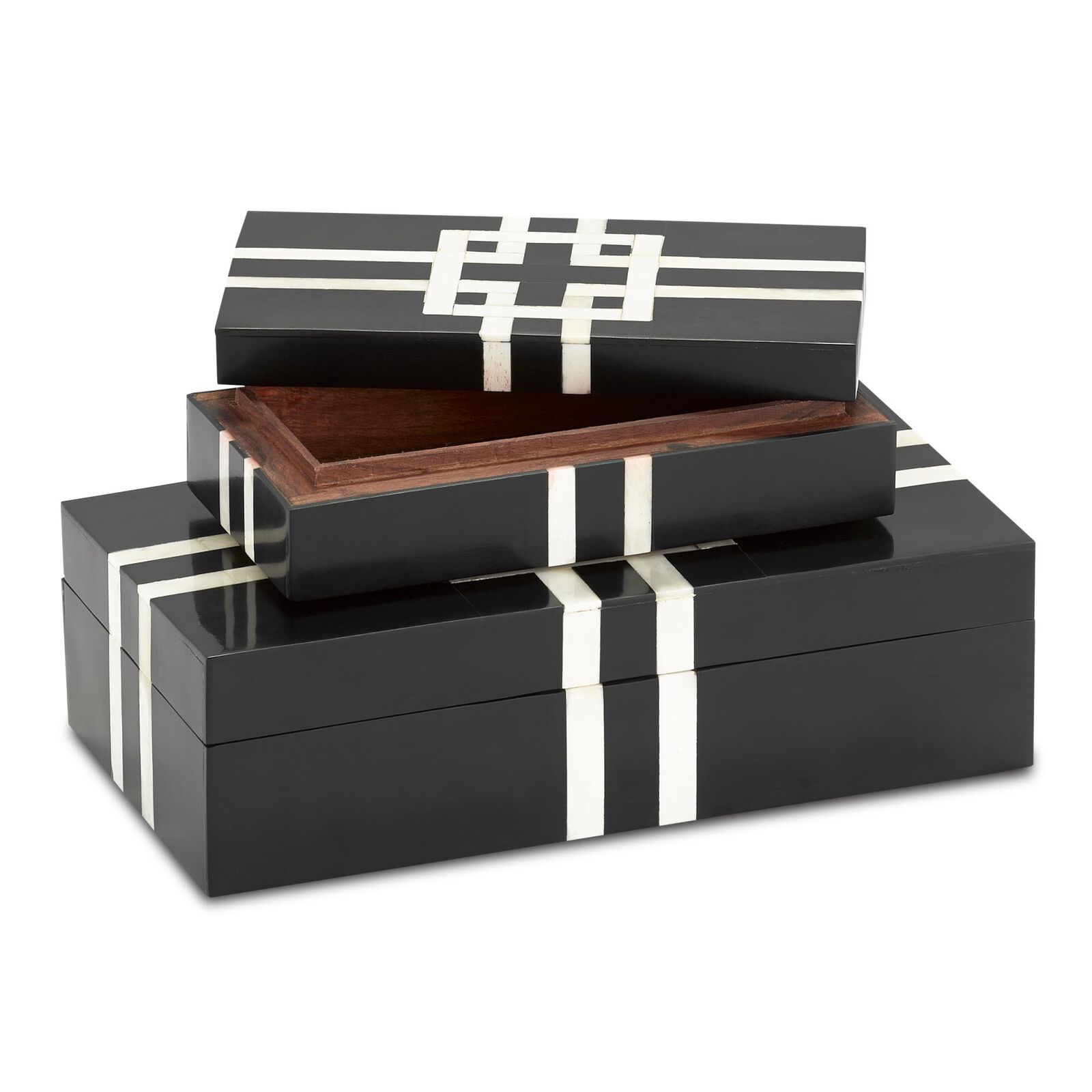 Black and White Lines Boxes Set of 2 Accent Box | Capitol Lighting
