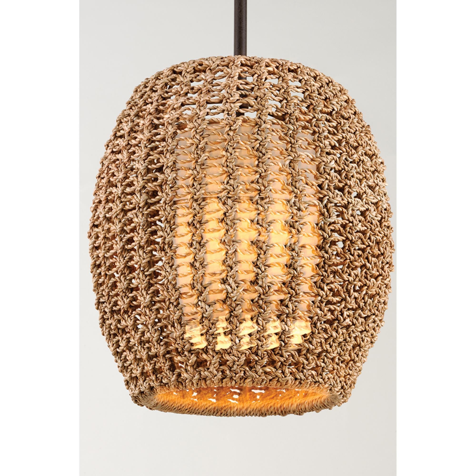 Shown in Tidepool Bronze finish and Natural Havana Rope- Cream Linen shade